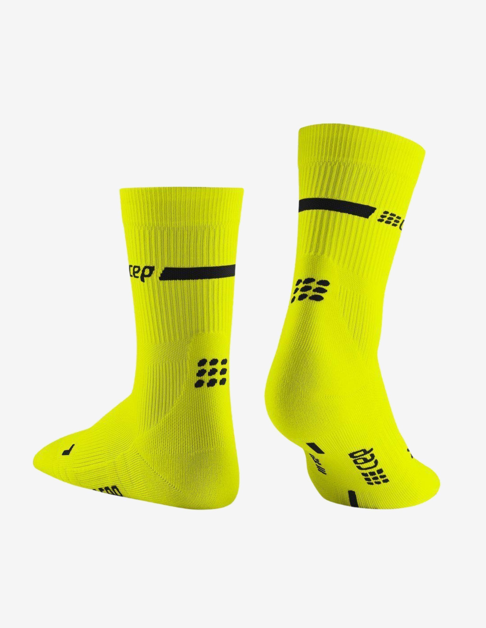 CEP Neon Mid Cut Socks Yellow-Socks-CEP Compression-Guru Muscle