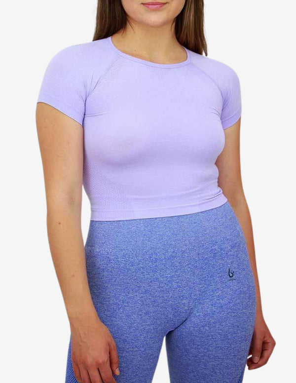 Cropped T-Shirt - Purple-T-shirt Woman-TASGAL-Guru Muscle
