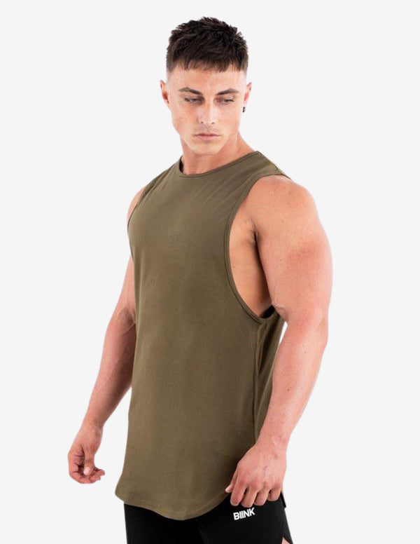 Cut Off Tank - Military Green-Tank Man-Biink Athleisure-Guru Muscle