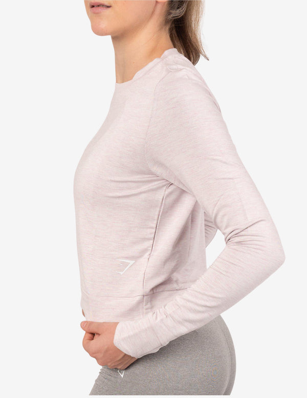 Essential Sweater Chalk Pink Marl-Hoodie Woman-Gymshark-Guru Muscle