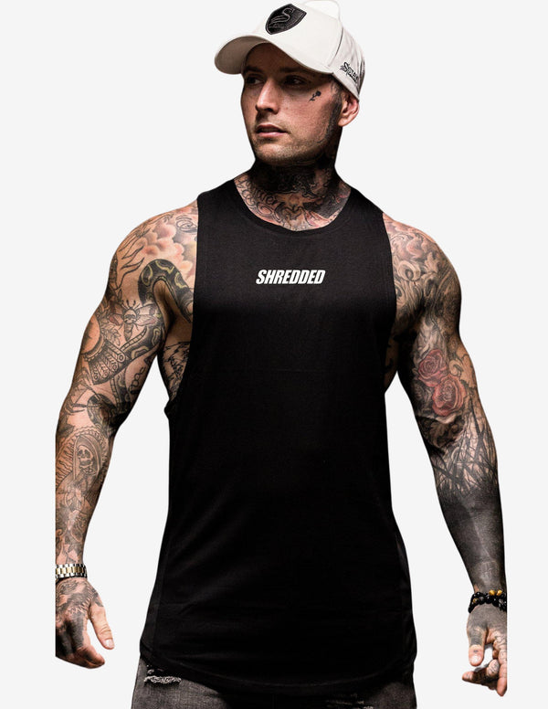 Longline Muscle Tank top - Black / White-Tank Man-Stay Shredded-Guru Muscle