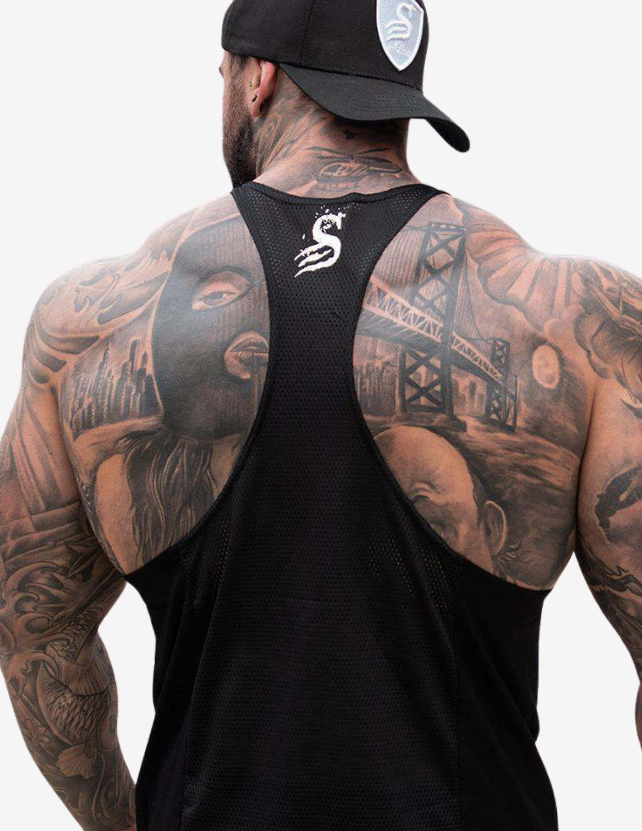 Basketball Stringer - Black/White-Tank Man-Stay Shredded-Guru Muscle