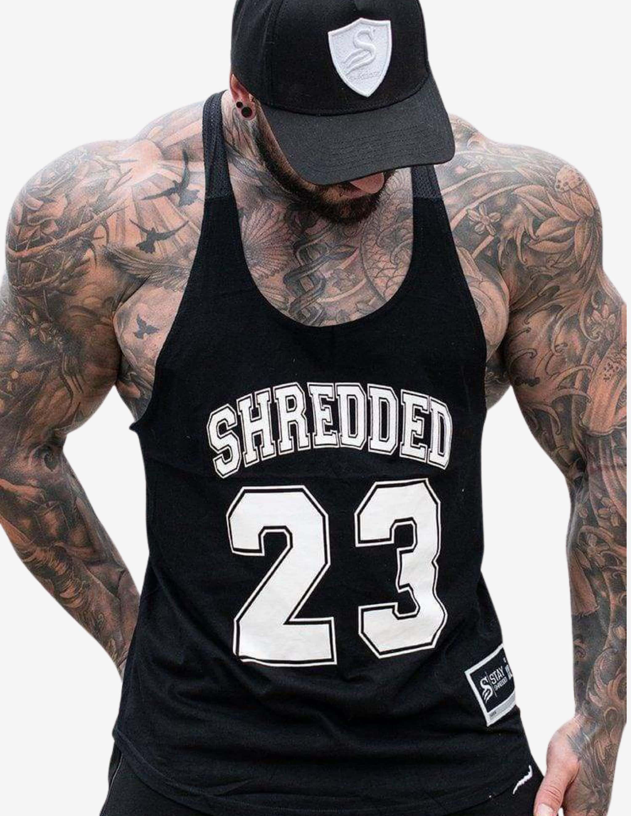 Basketball Stringer - Black/White-Tank Man-Stay Shredded-Guru Muscle