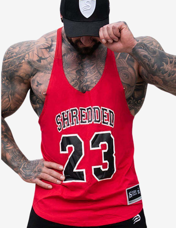 Basketball Stringer - Red-Tank Man-Stay Shredded-Guru Muscle