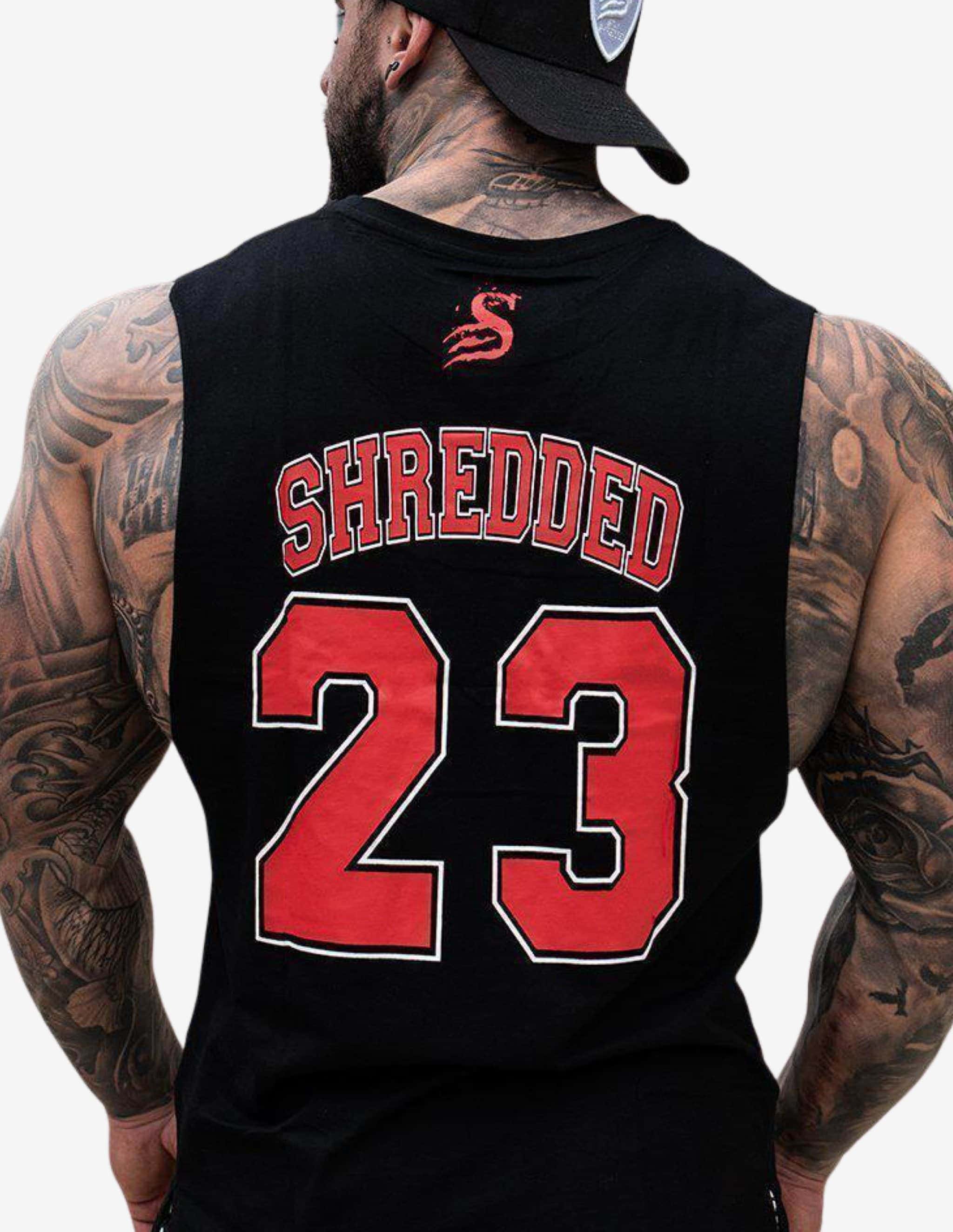 Basketball Tank top - Black/Red-Tank Man-Stay Shredded-Guru Muscle
