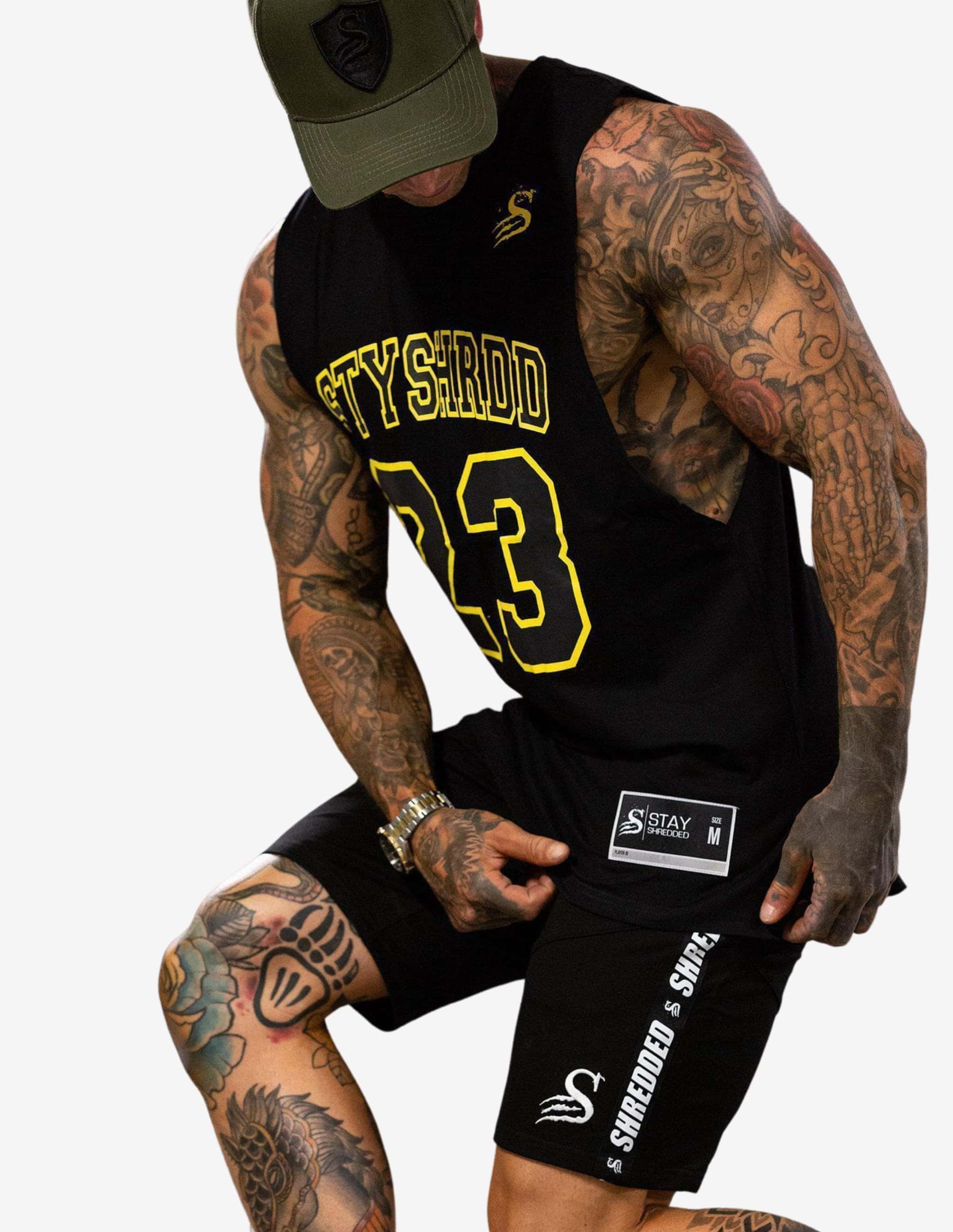 Basketball Tank top - Black/Yellow-Tank Man-Stay Shredded-Guru Muscle