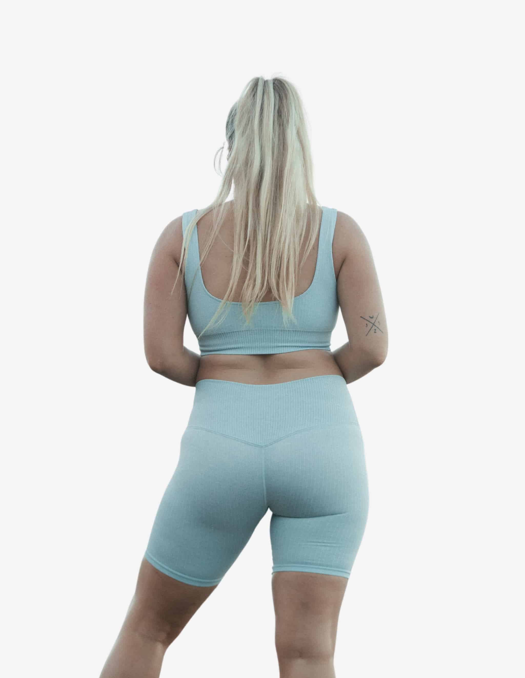 Bondi Blue Ribbed Seamless Biker Shorts-Shorts Woman-Bondi Crush-Guru Muscle