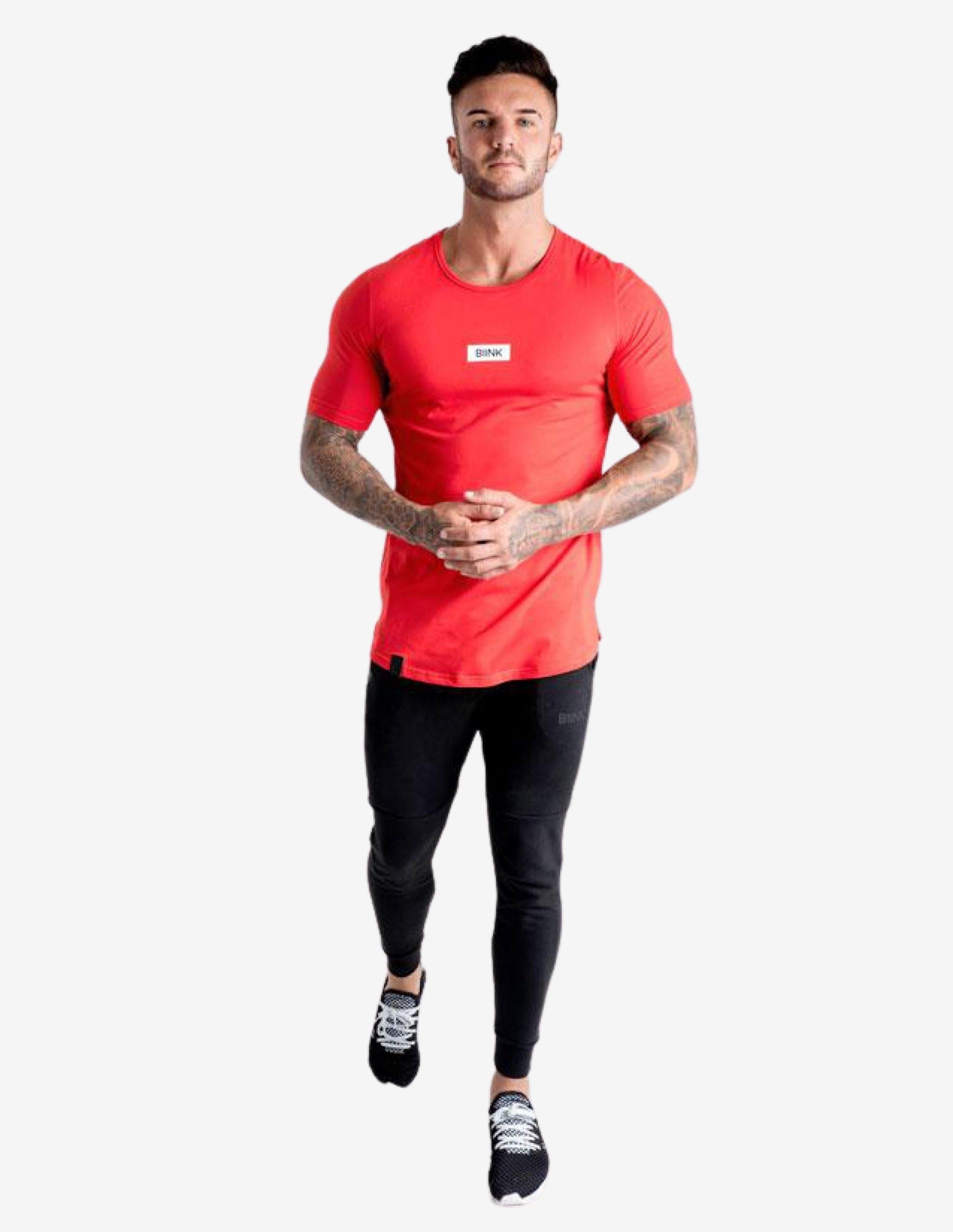 Box Logo Cardinal Scoop Tee - Crimson Red-T-shirt Man-Biink Athleisure-Guru Muscle