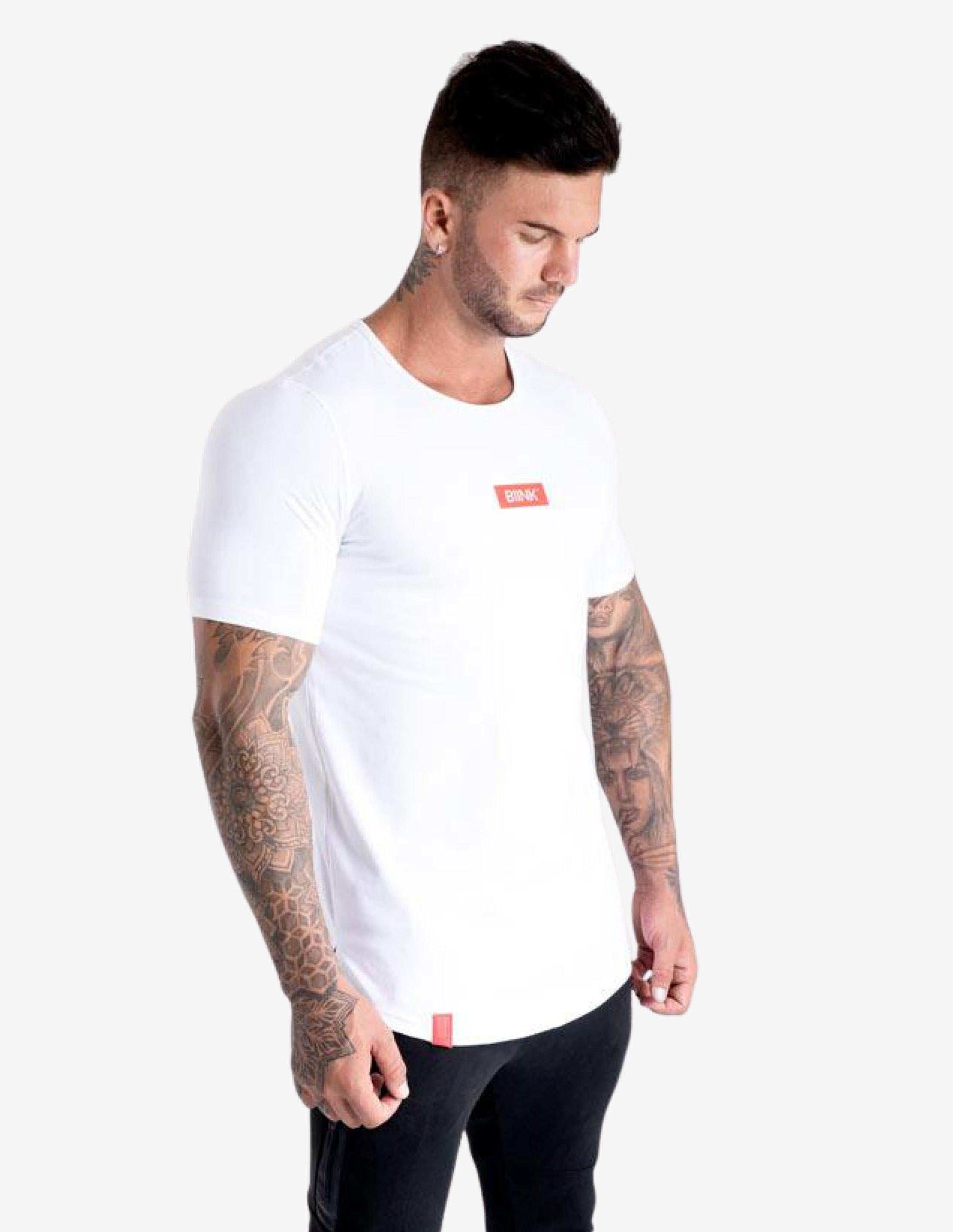 Box Logo Cardinal Scoop Tee - Crisp White-T-shirt Man-Biink Athleisure-Guru Muscle