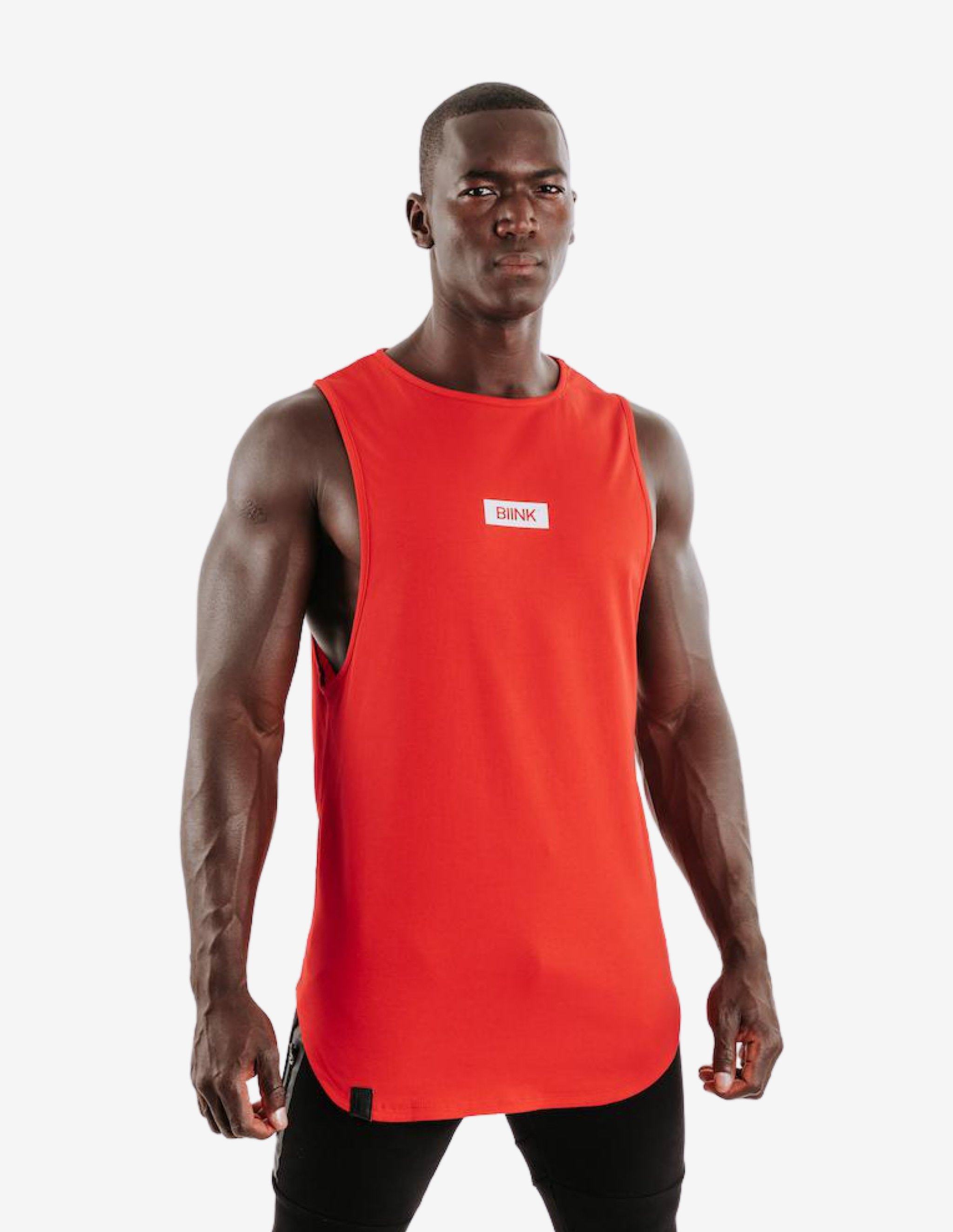 Box Logo Cut Off Tank - Crimson Red-Tank Man-Biink Athleisure-Guru Muscle