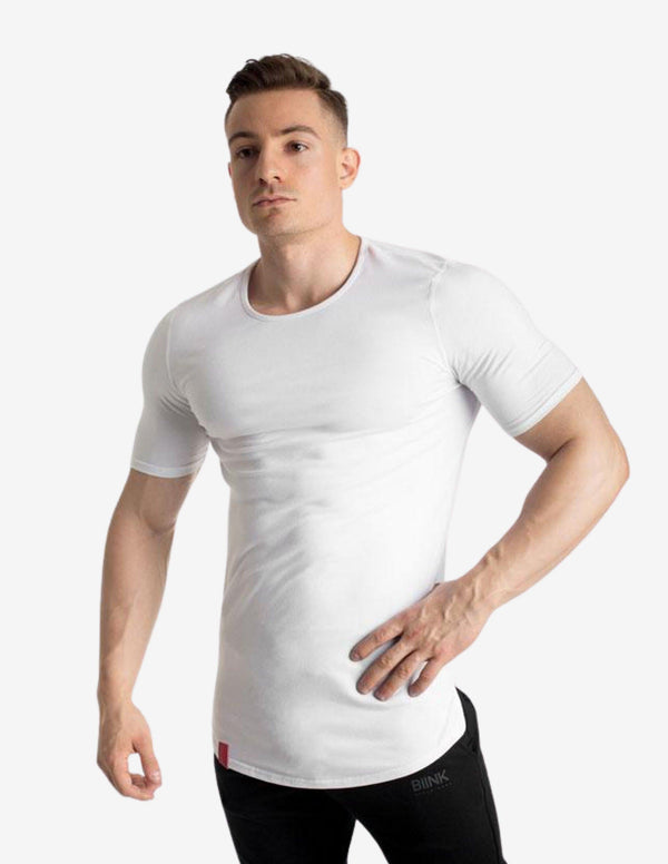 Cardinal V2 Scoop Tee - White-T-shirt Man-Biink Athleisure-Guru Muscle