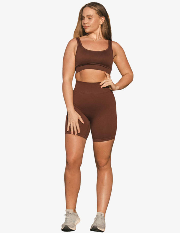 Chocolate Seamless Biker Shorts-Shorts Woman-Bondi Crush-Guru Muscle