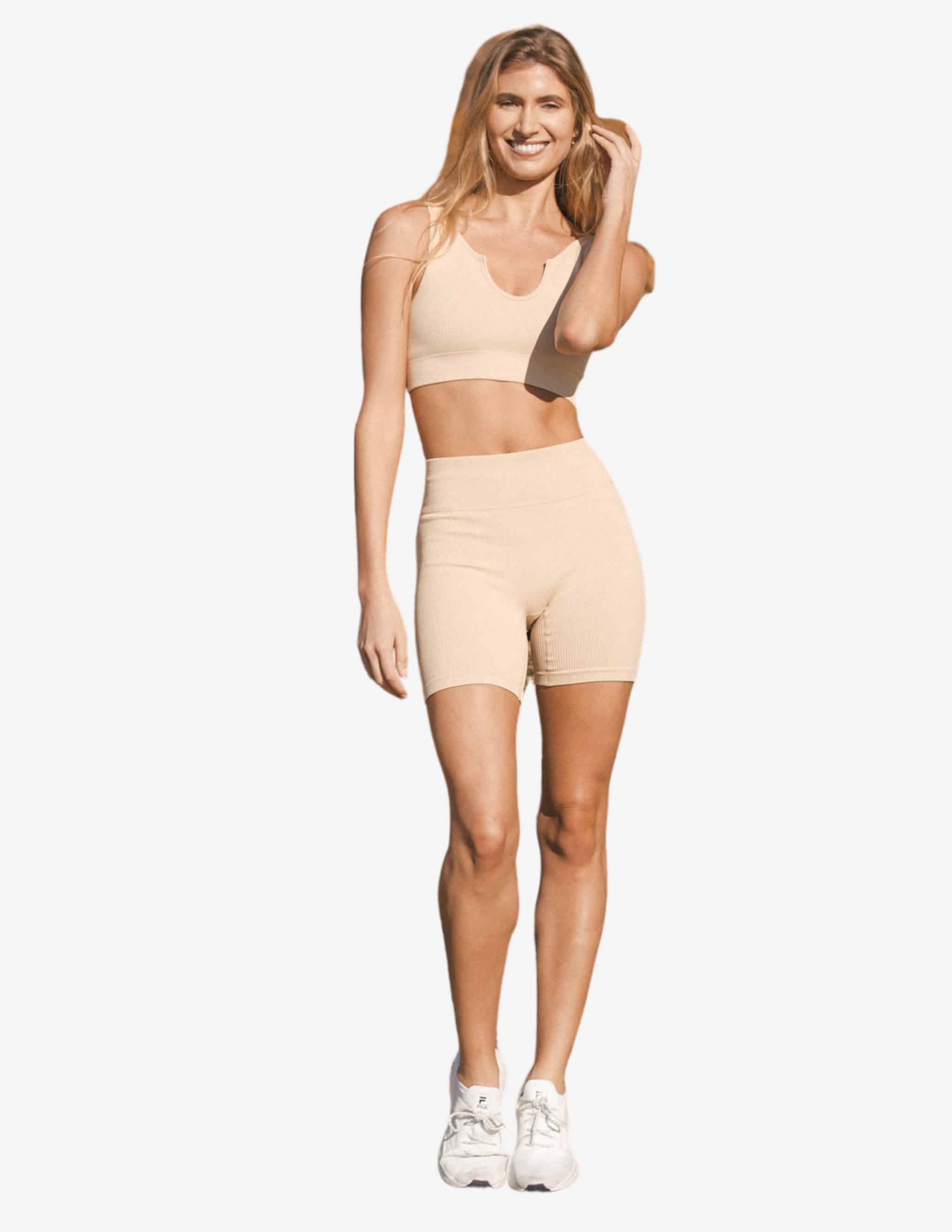 Over It High Waisted Cycle Shorts in Cream