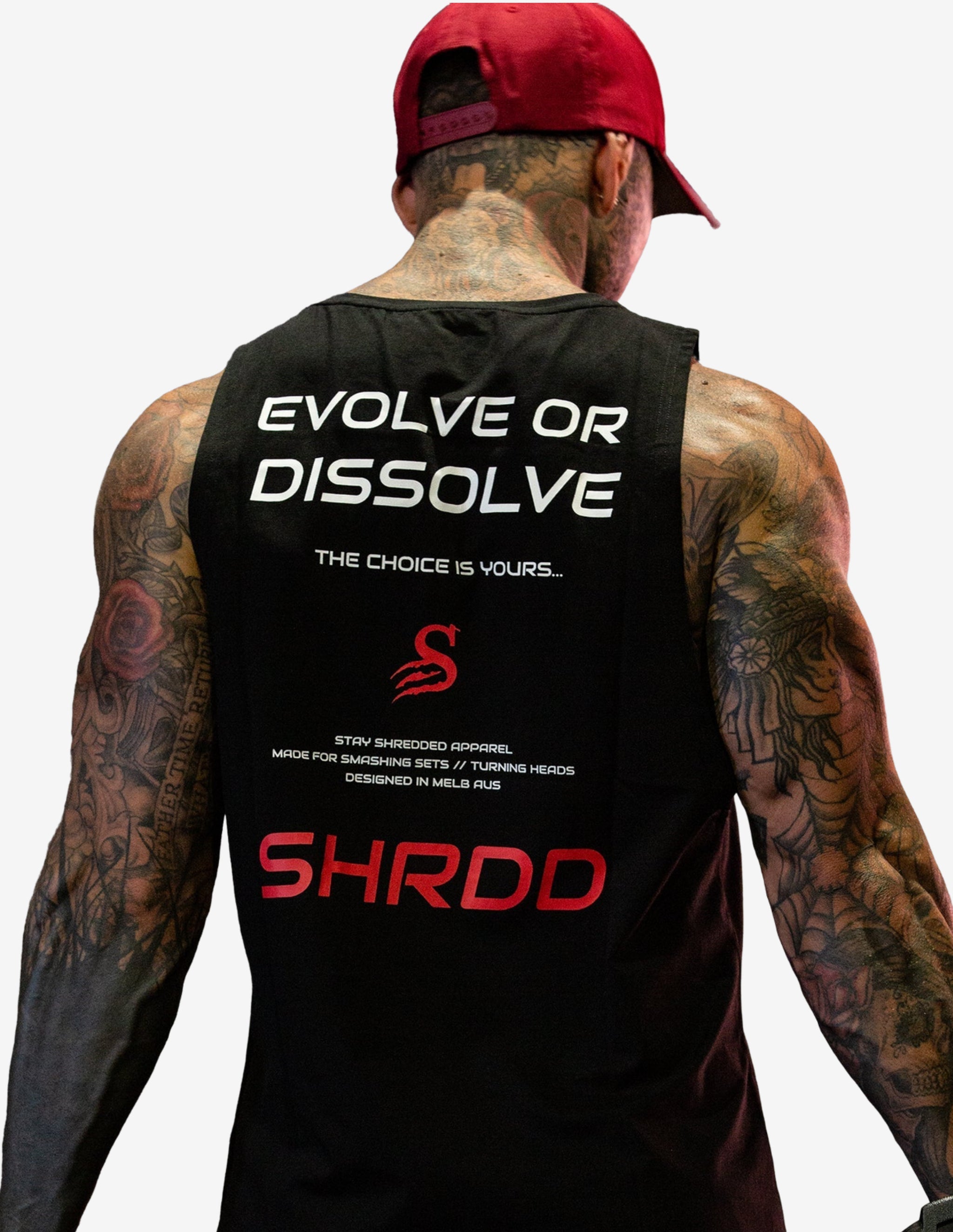 Evolve Longline Gym Tanktop - Black/ Red-Tank Man-Stay Shredded-Guru Muscle