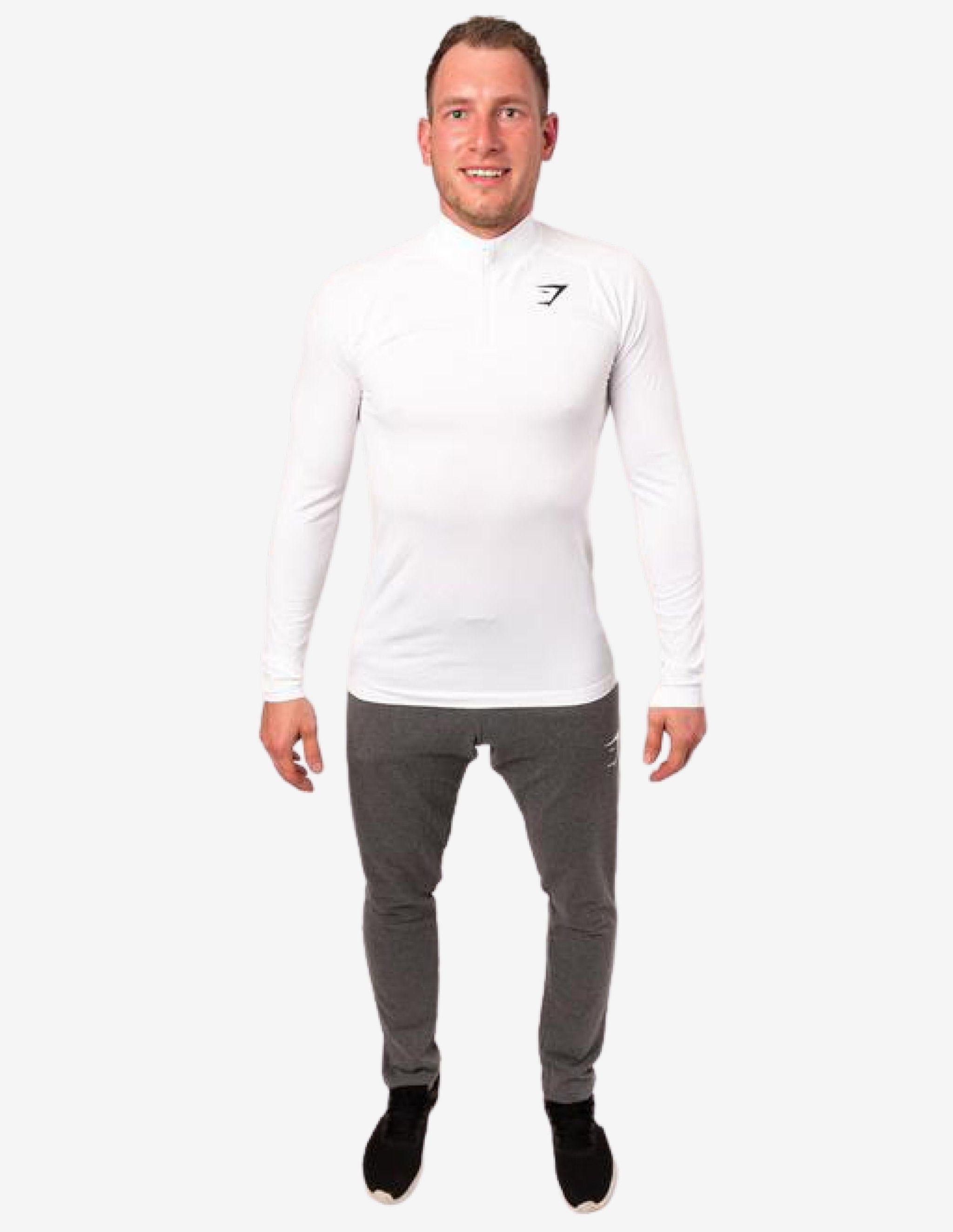 Ghost 1/4 Zip Pullover White-T-shirt Man-Gymshark-Guru Muscle