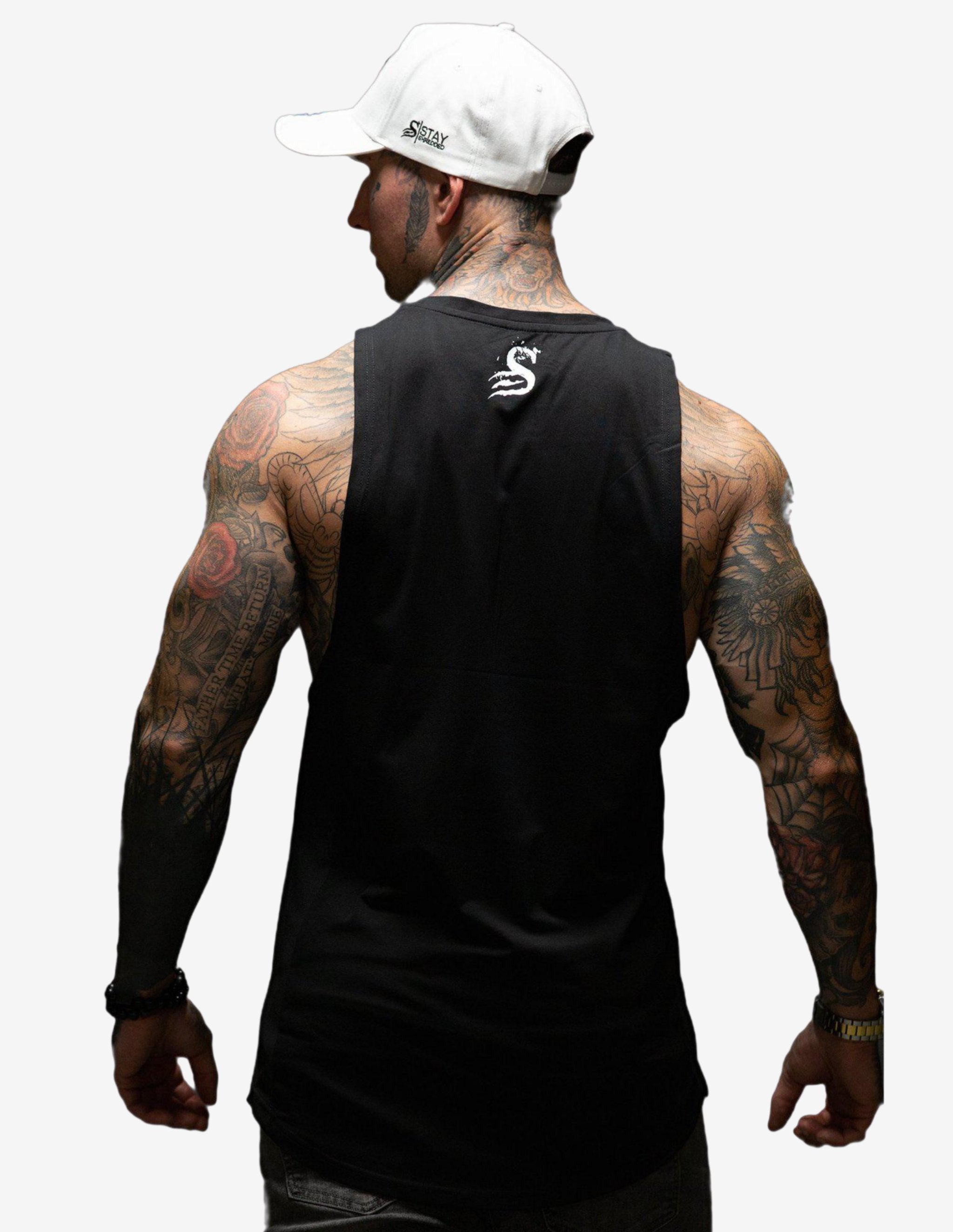 Gym Muscle Tank Black / White-Tank Man-Stay Shredded-Guru Muscle