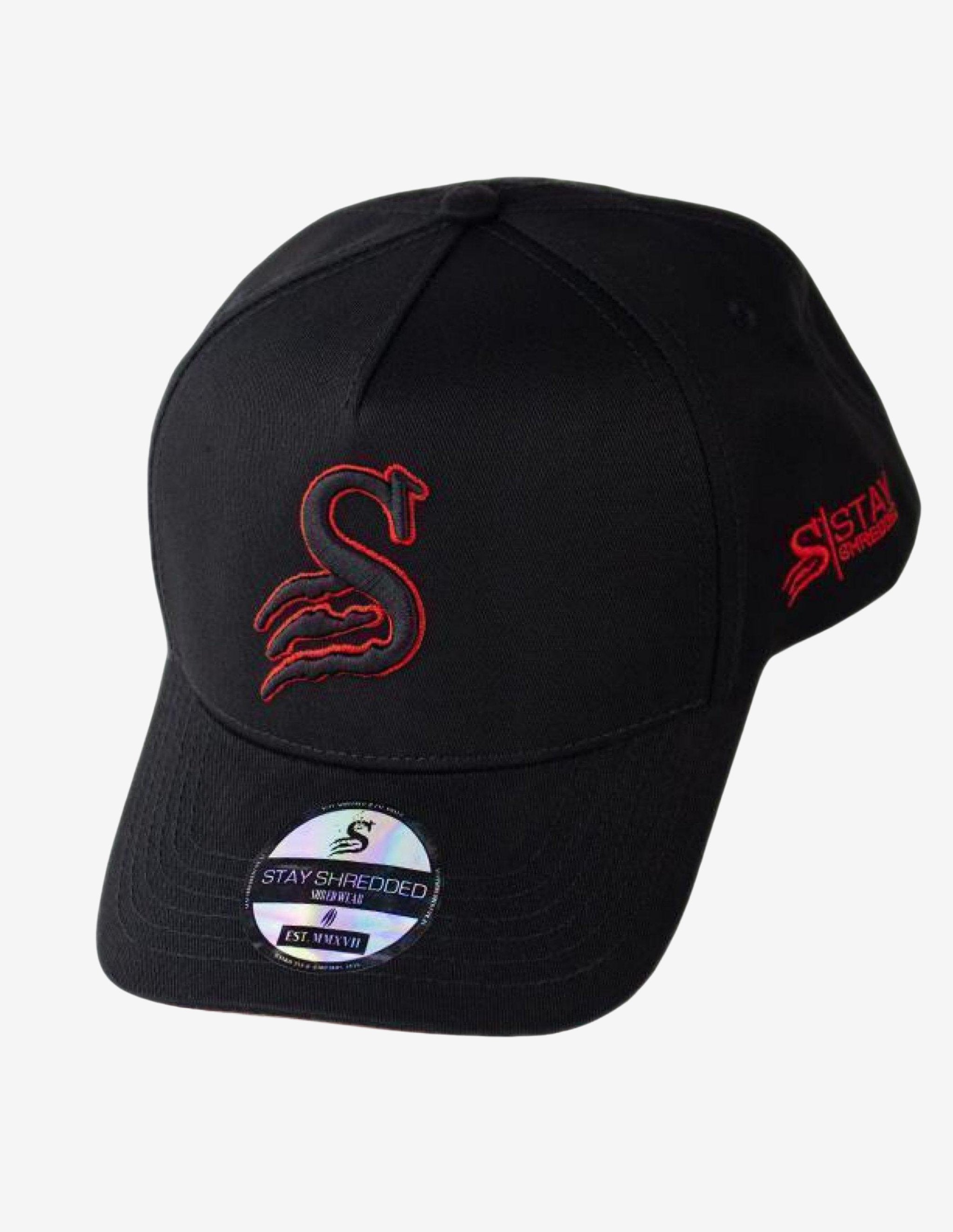 Hat Cap - Black / Red-Snapback-Stay Shredded-Guru Muscle