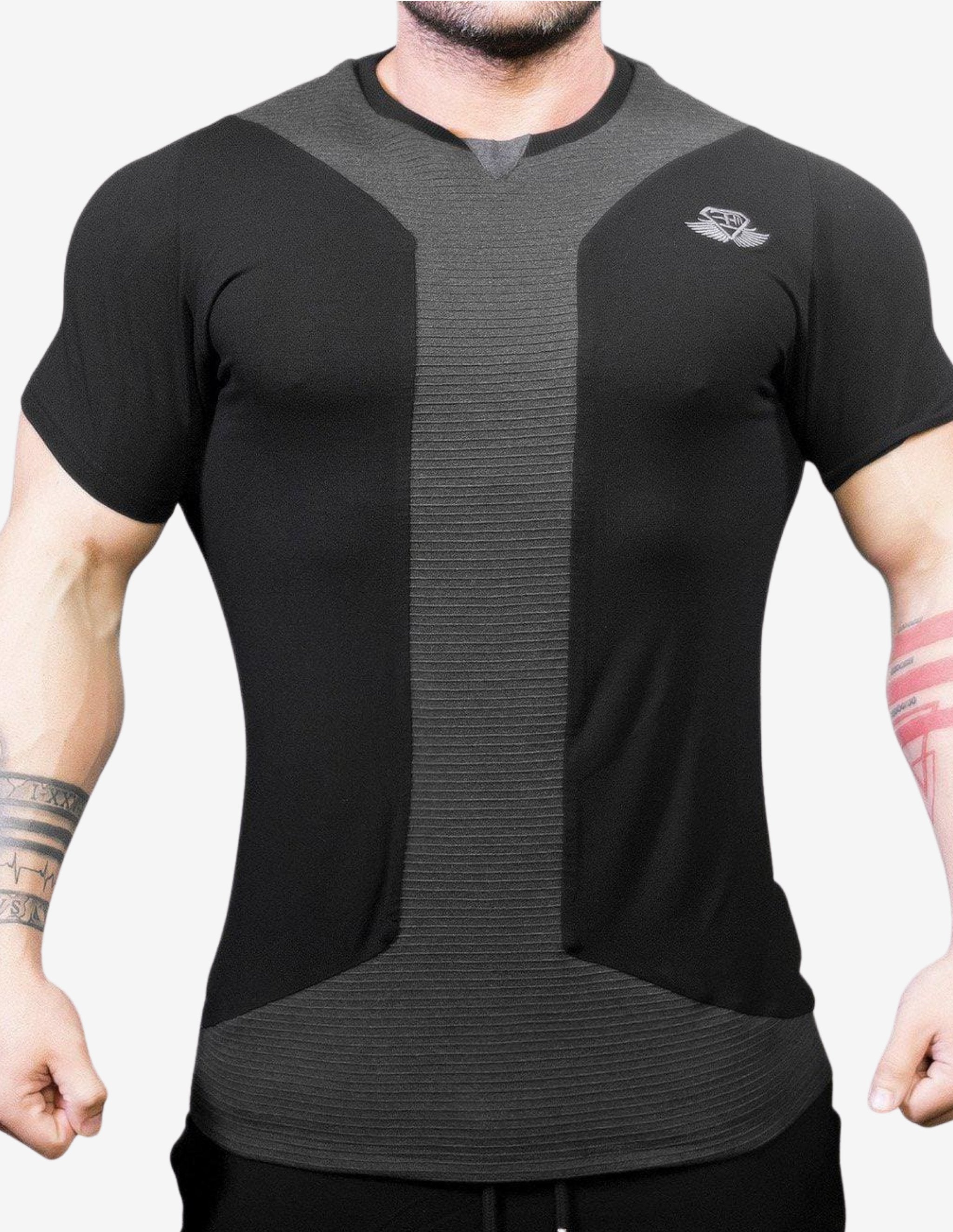 LIBER Shirt – Black & Dark grey-T-shirt Man-Body Engineers-Guru Muscle