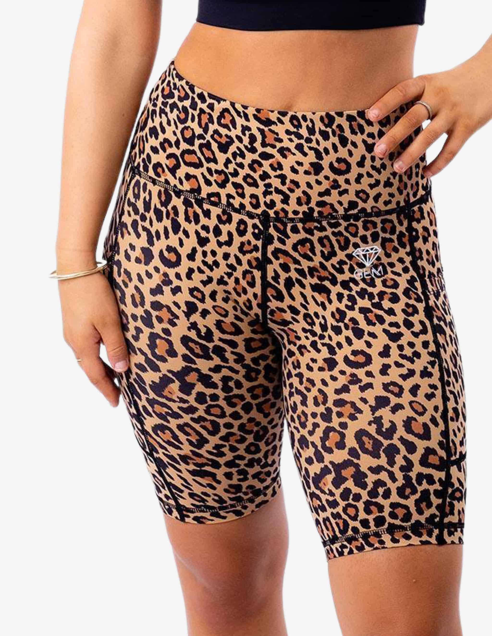 Leopard Bike Shorts-Shorts Woman-Gem Active-Guru Muscle