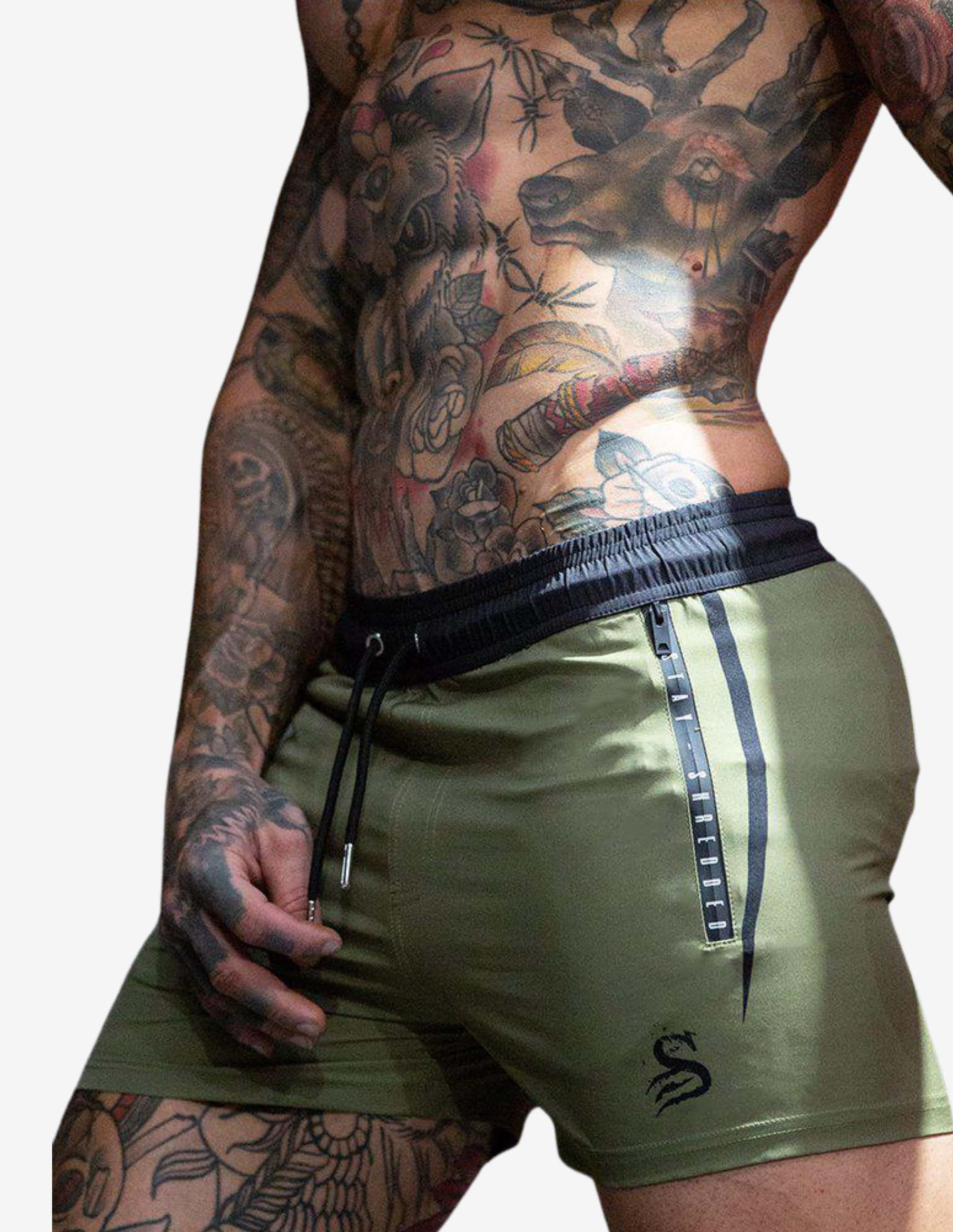 Lifting Shorts - KHAKI GREEN-Shorts Man-Stay Shredded-Guru Muscle