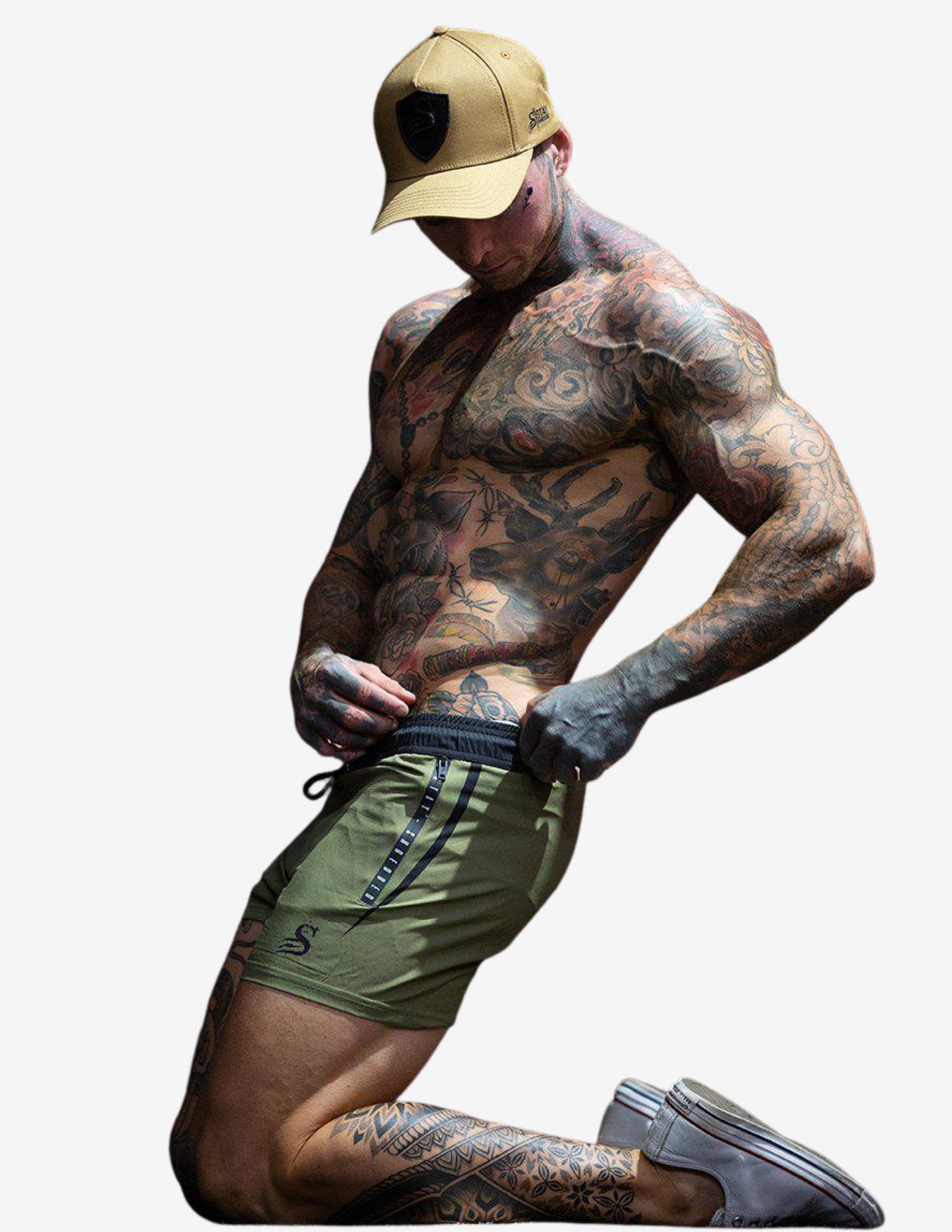 Lifting Shorts - KHAKI GREEN-Shorts Man-Stay Shredded-Guru Muscle