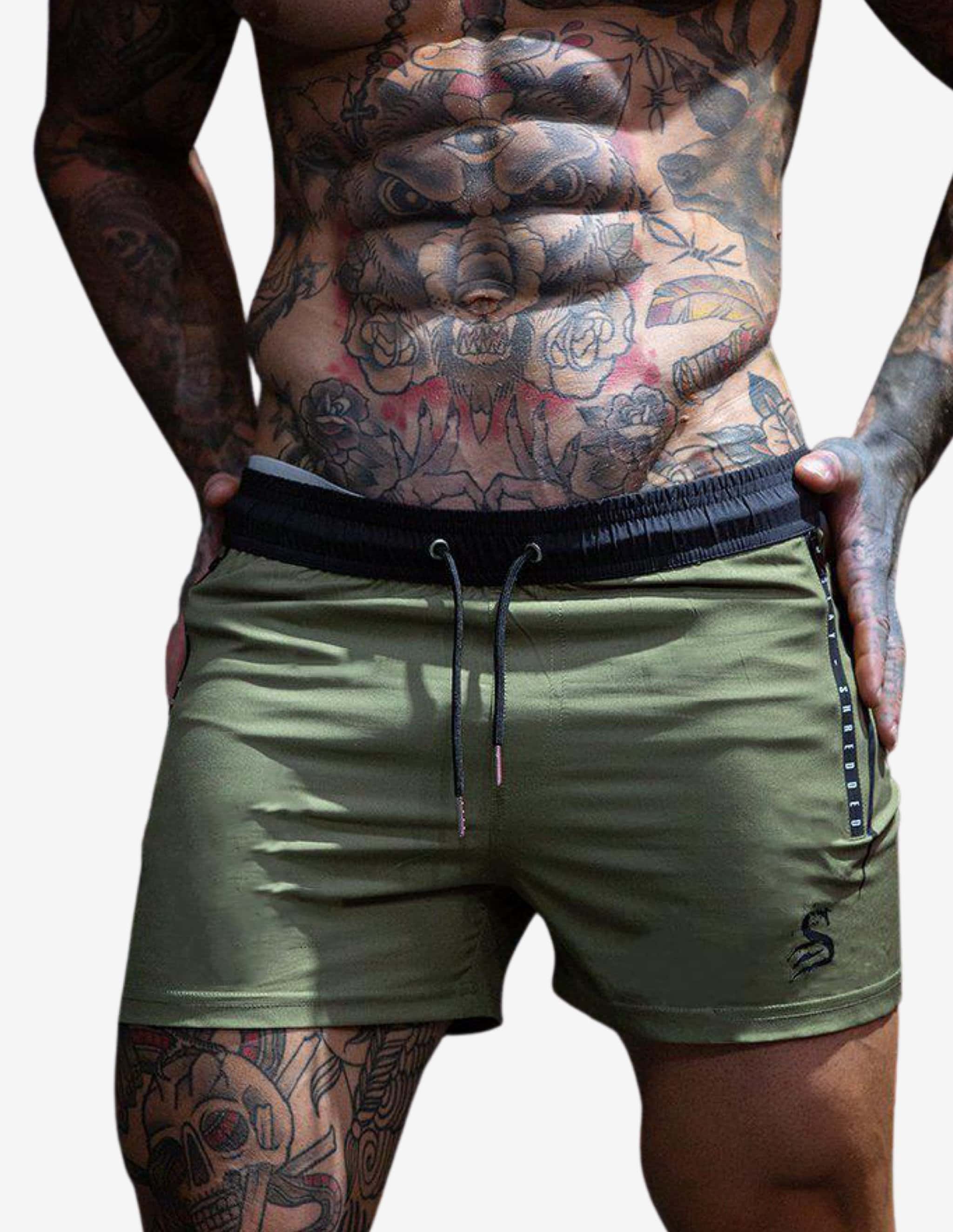 Lifting Shorts - KHAKI GREEN-Shorts Man-Stay Shredded-Guru Muscle