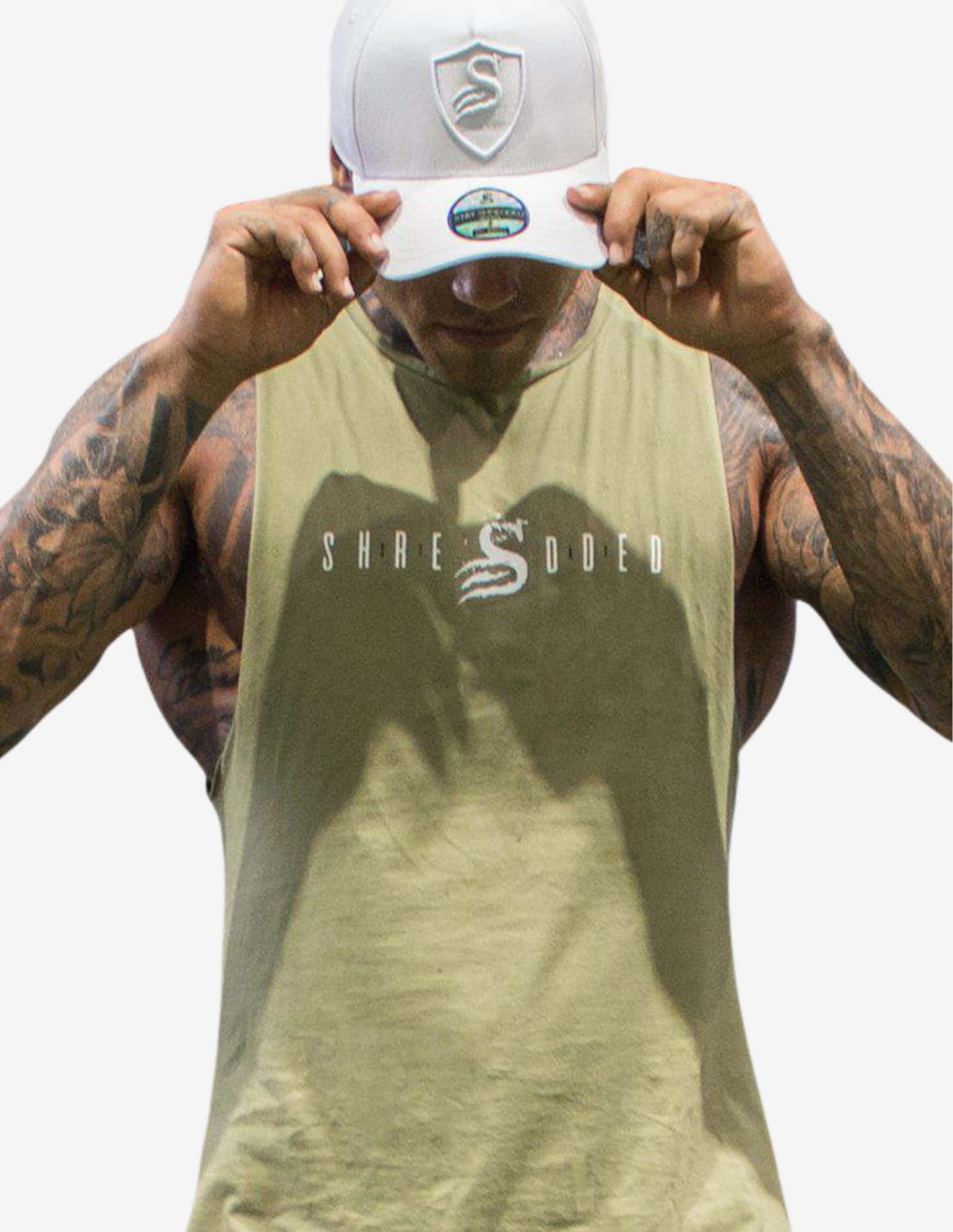 Longline Muscle Tank - Khaki-Tank Man-Stay Shredded-Guru Muscle