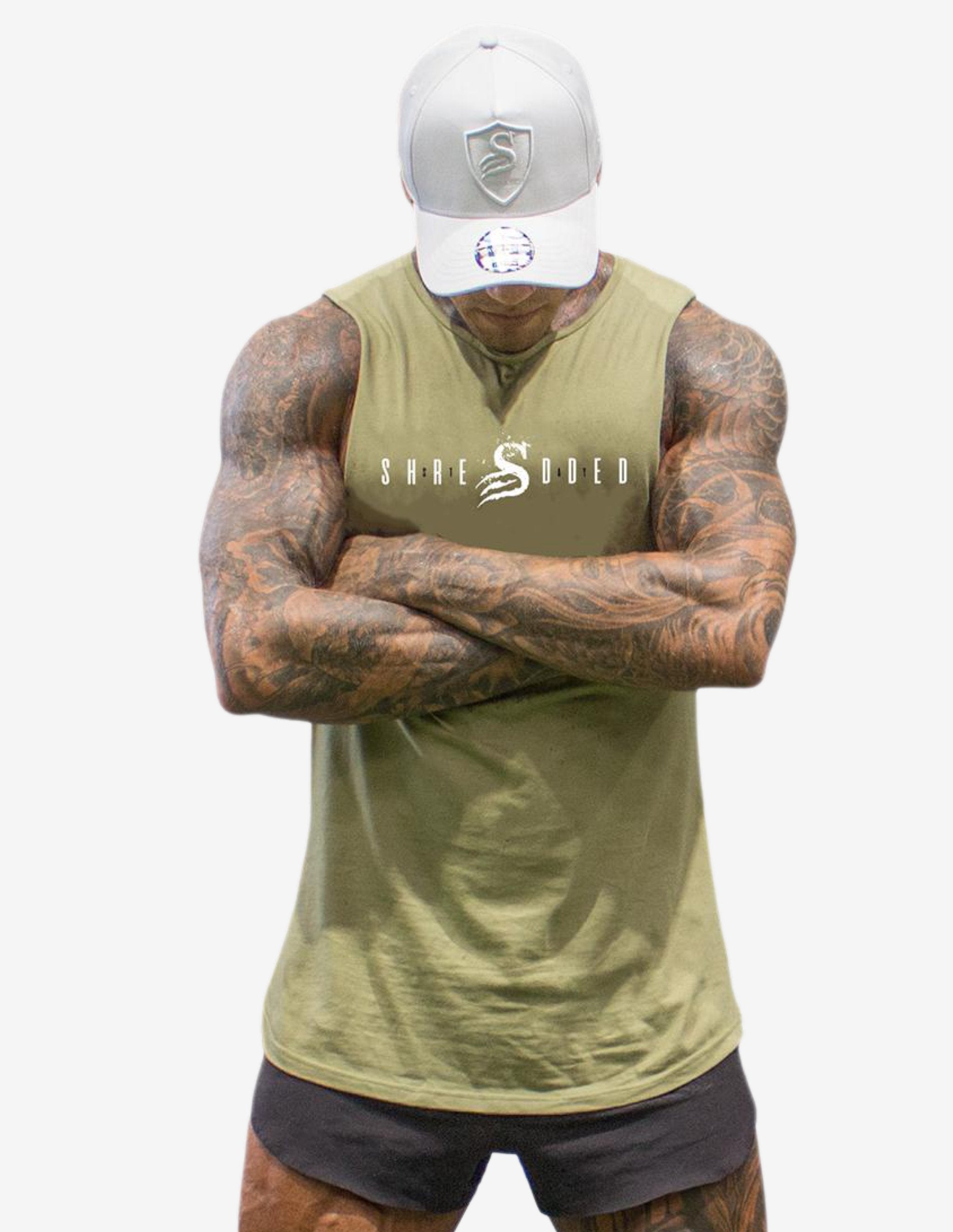 Longline Muscle Tank - Khaki-Tank Man-Stay Shredded-Guru Muscle