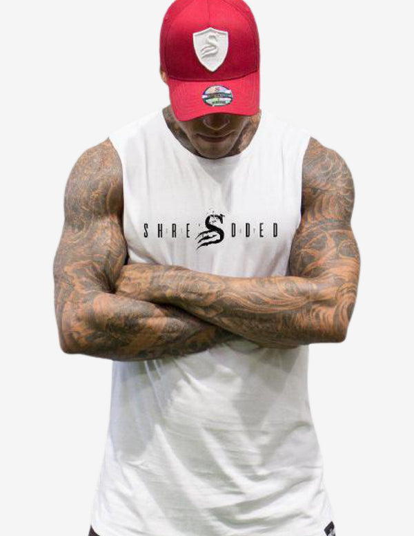 Longline Muscle Tank - White-Tank Man-Stay Shredded-Guru Muscle