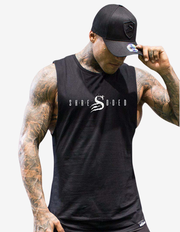 Longline Muscle Tank top - Black-Tank Man-Stay Shredded-Guru Muscle