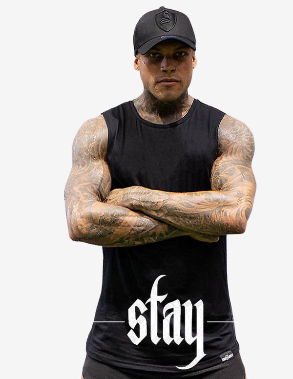 Longline Tank top - Black-Tank Man-Stay Shredded-Guru Muscle