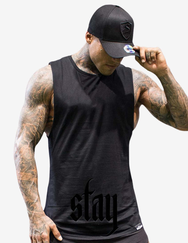 Longline Tank top - Black-Tank Man-Stay Shredded-Guru Muscle