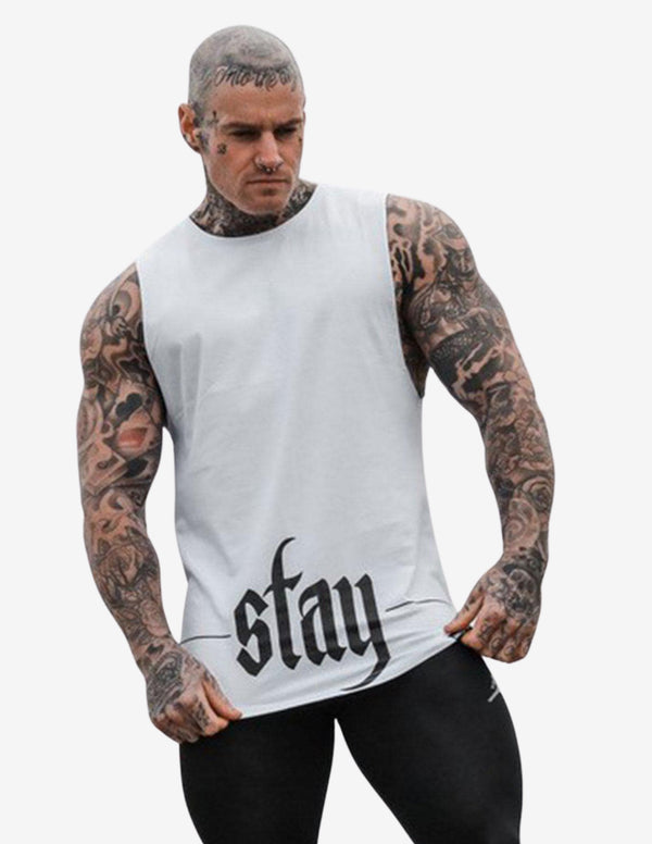 Longline Tank top - White-Tank Man-Stay Shredded-Guru Muscle