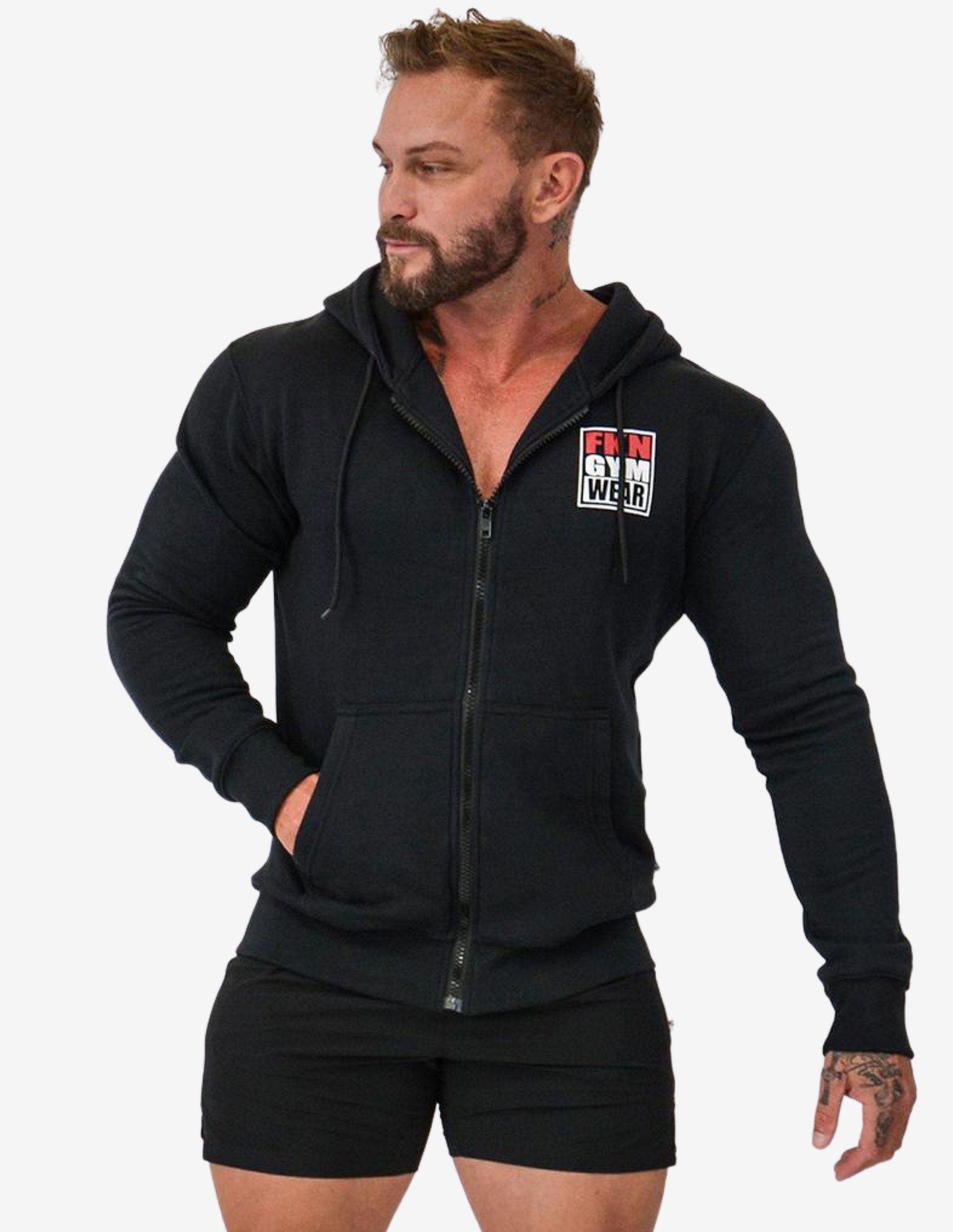 BLACK-Hoodie Man-FKN Gym Wear-Guru Muscle