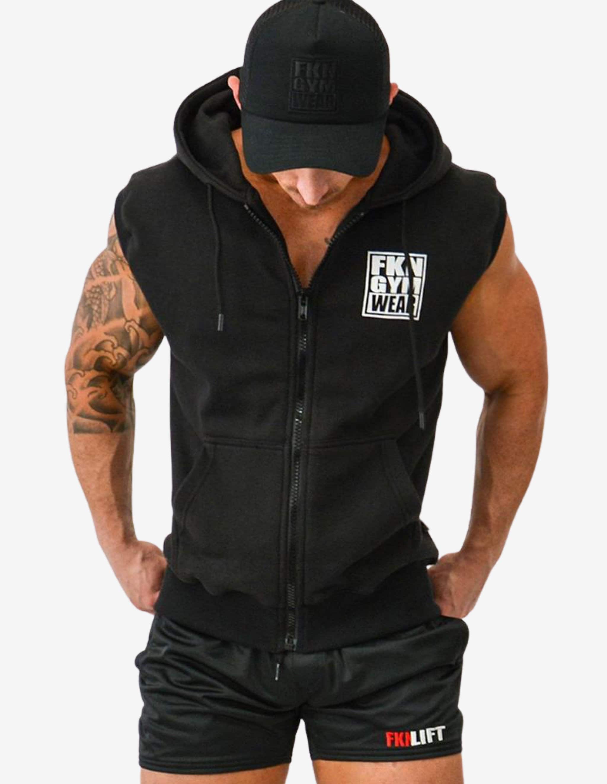 BLACK-Hoodie Man-FKN Gym Wear-Guru Muscle