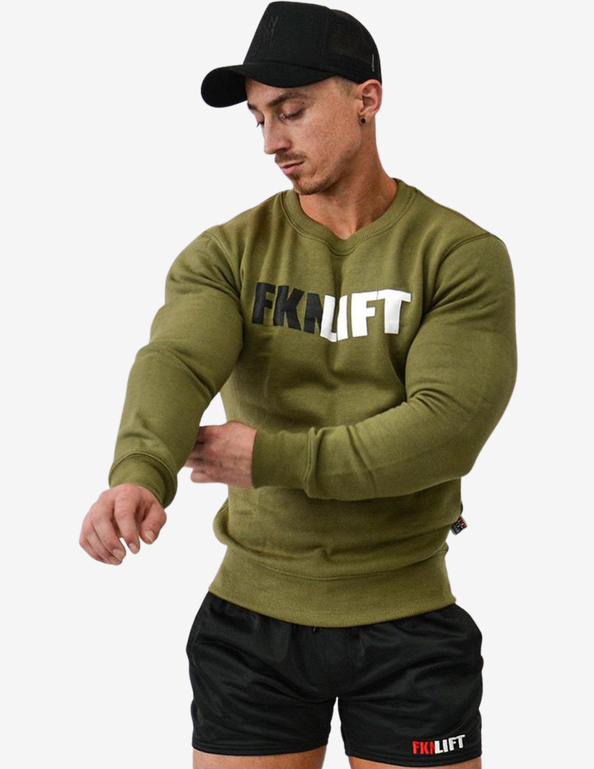 Khaki-Hoodie Man-FKN Gym Wear-Guru Muscle