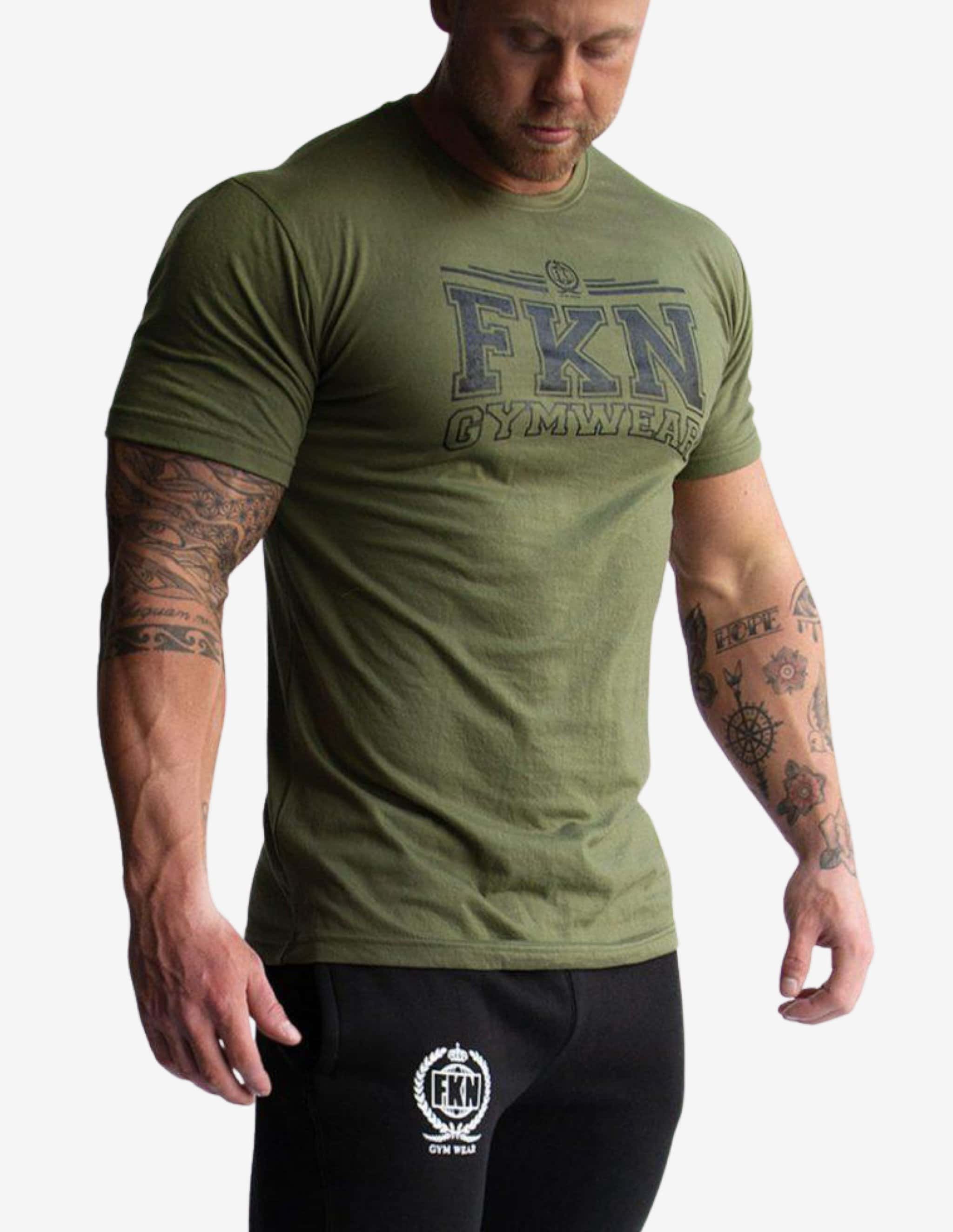 Khaki-T-shirt Man-FKN Gym Wear-Guru Muscle