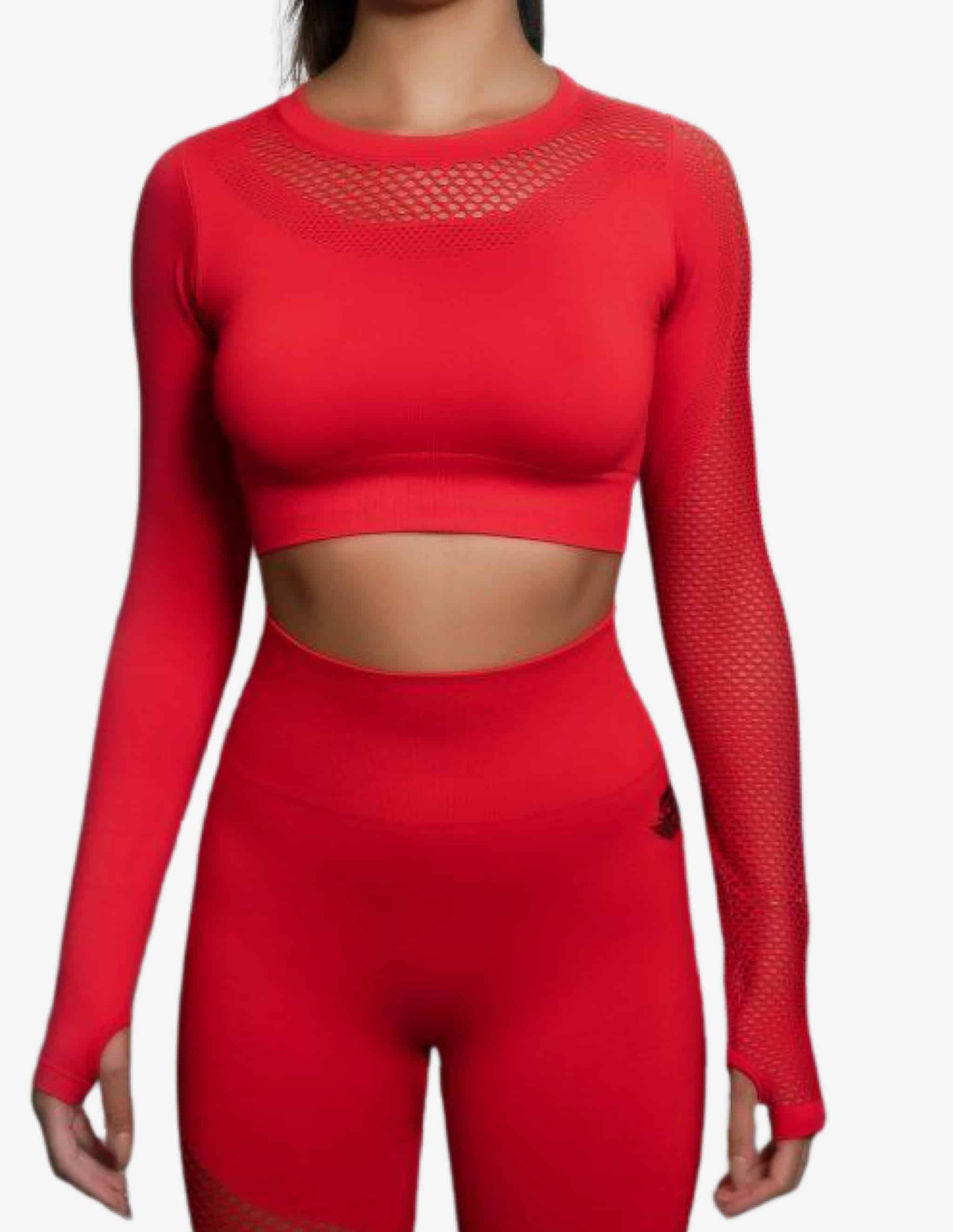 Motus Seamless Crop top – FIRE RED-Crop Top-Body Engineers-Guru Muscle