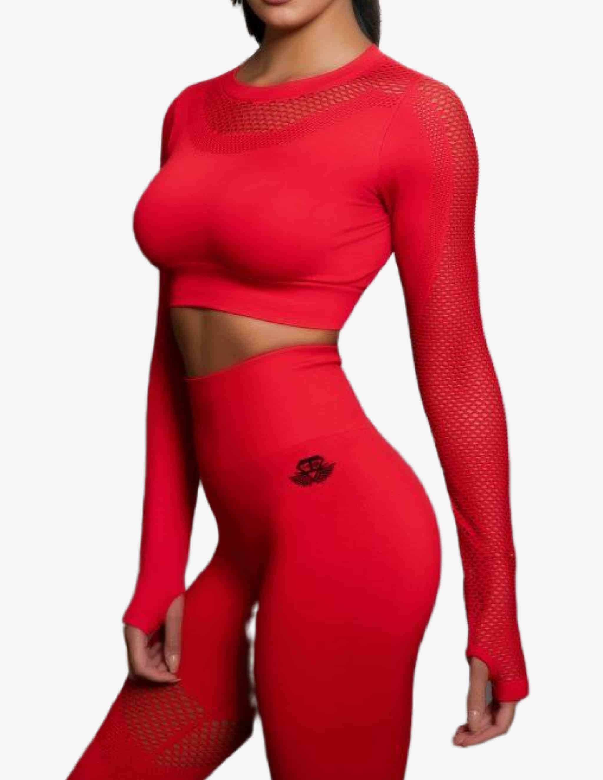 Motus Seamless Crop top – FIRE RED-Crop Top-Body Engineers-Guru Muscle