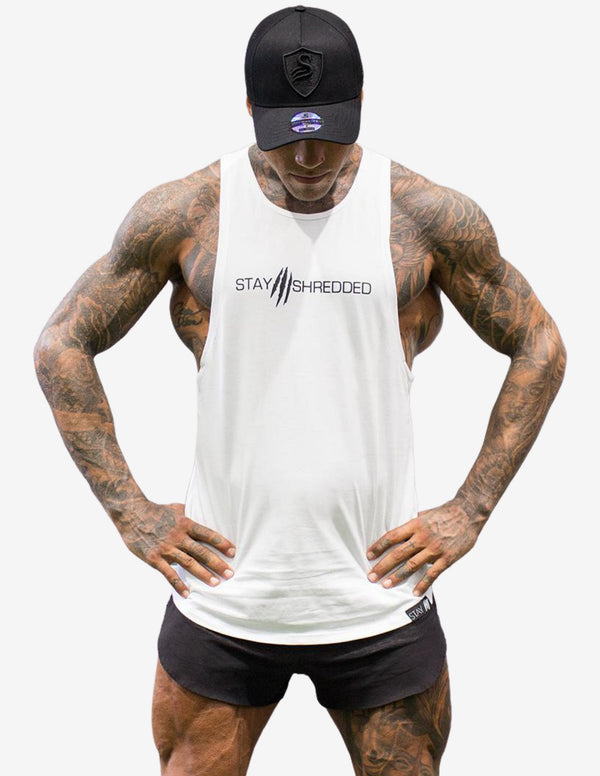 Muscle Tank top - White-Tank Man-Stay Shredded-Guru Muscle