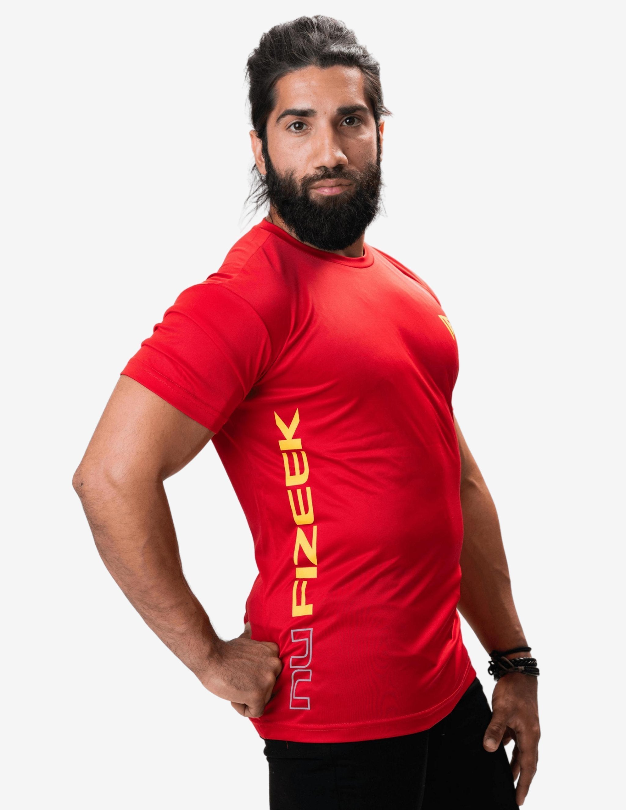 NU SIGNATURE TEE V2 RED-T-shirt Man-NU FIZEEK-Guru Muscle