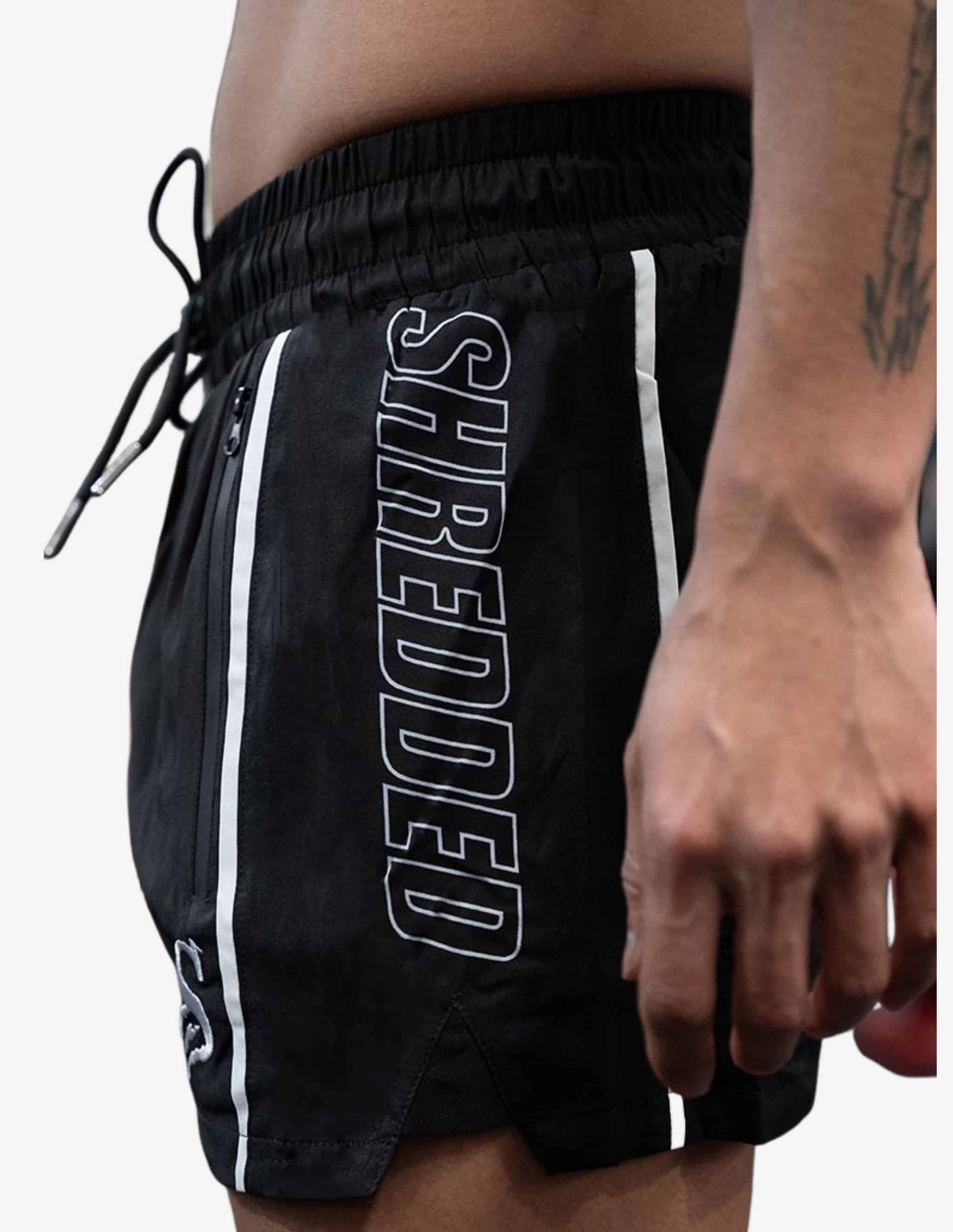 Quads Lifting Gym Shorts - Black / White-Shorts Man-Stay Shredded-Guru Muscle