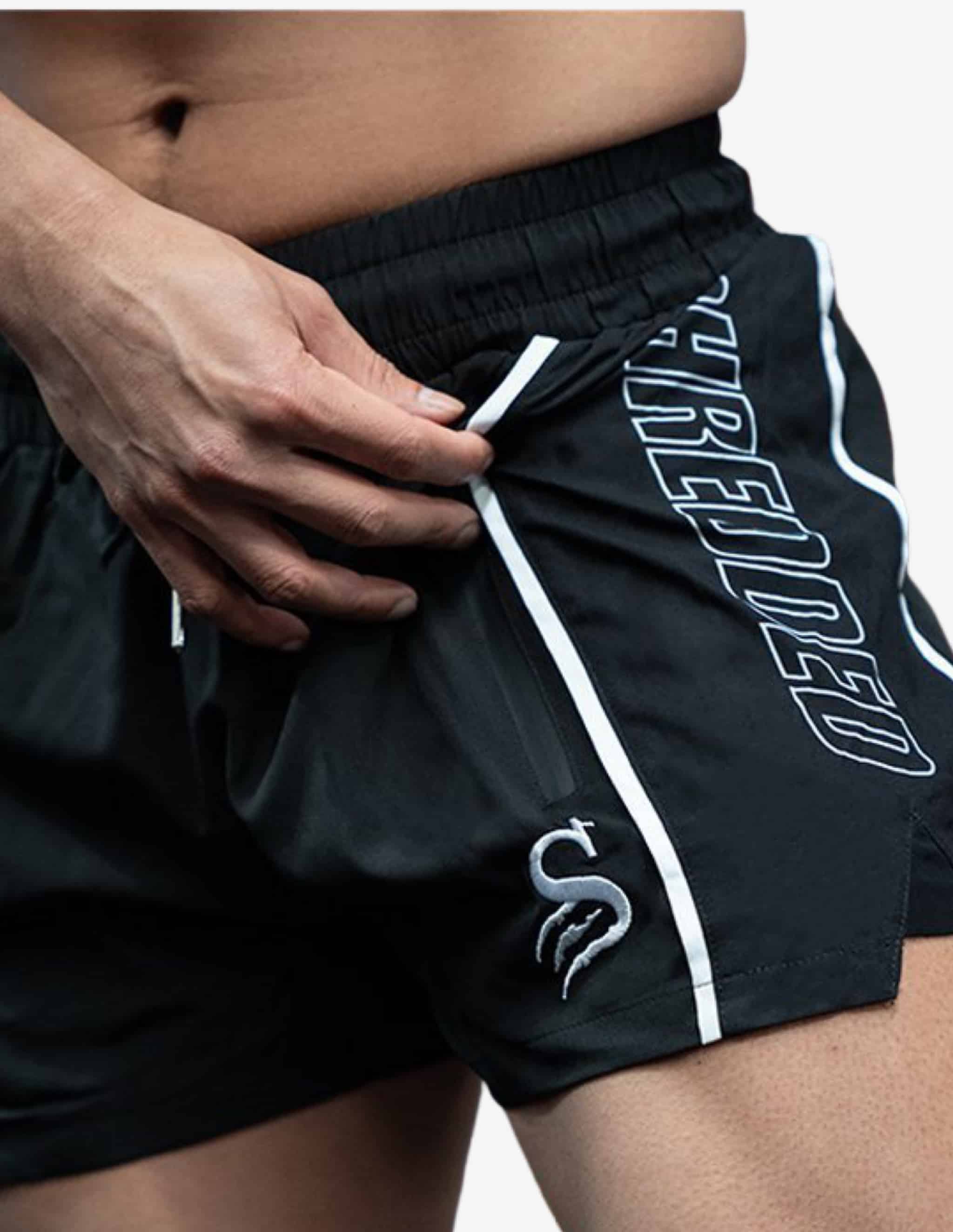 Quads Lifting Gym Shorts - Black / White-Shorts Man-Stay Shredded-Guru Muscle