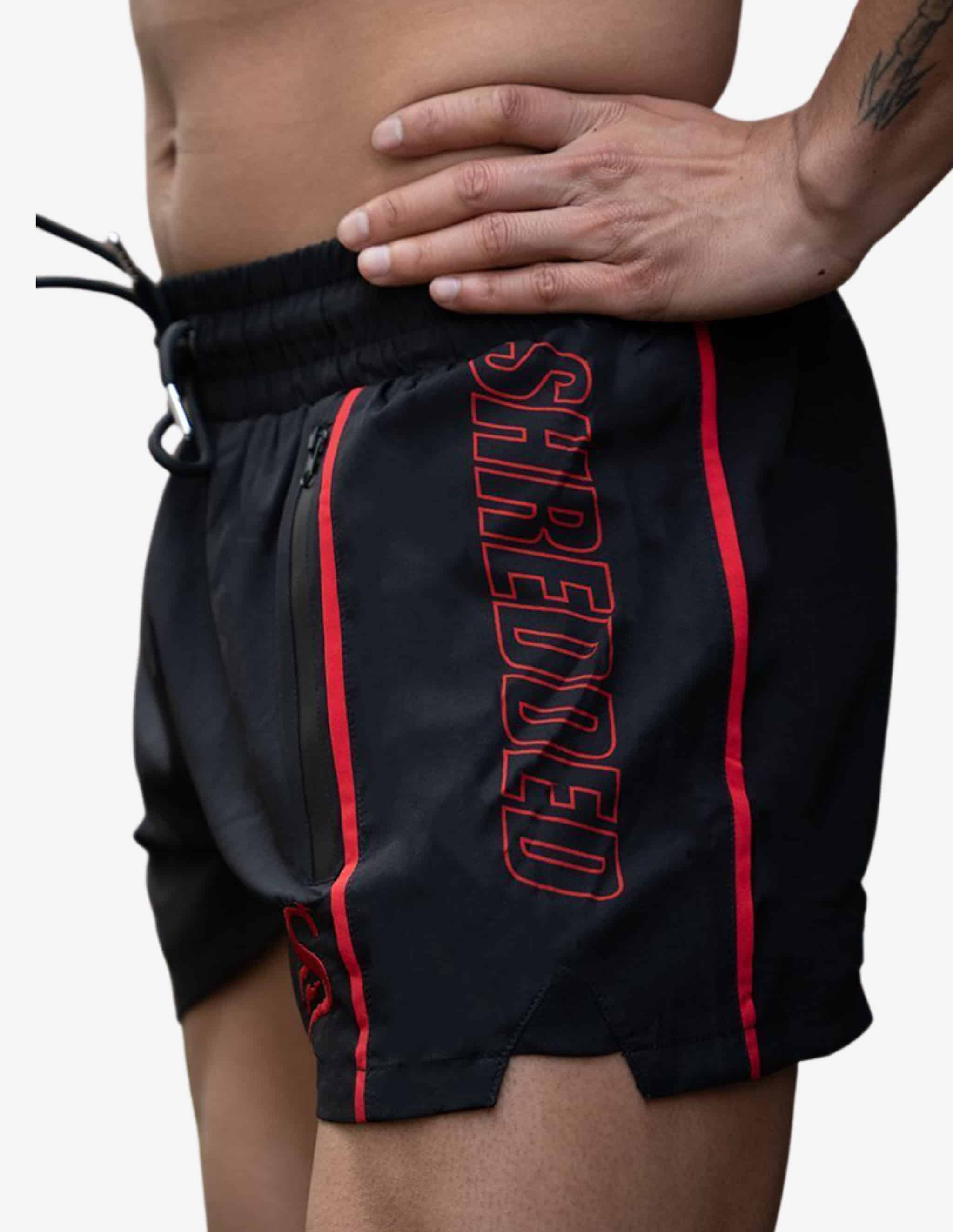 Quads Lifting Shorts - Black / Red-Shorts Man-Stay Shredded-Guru Muscle