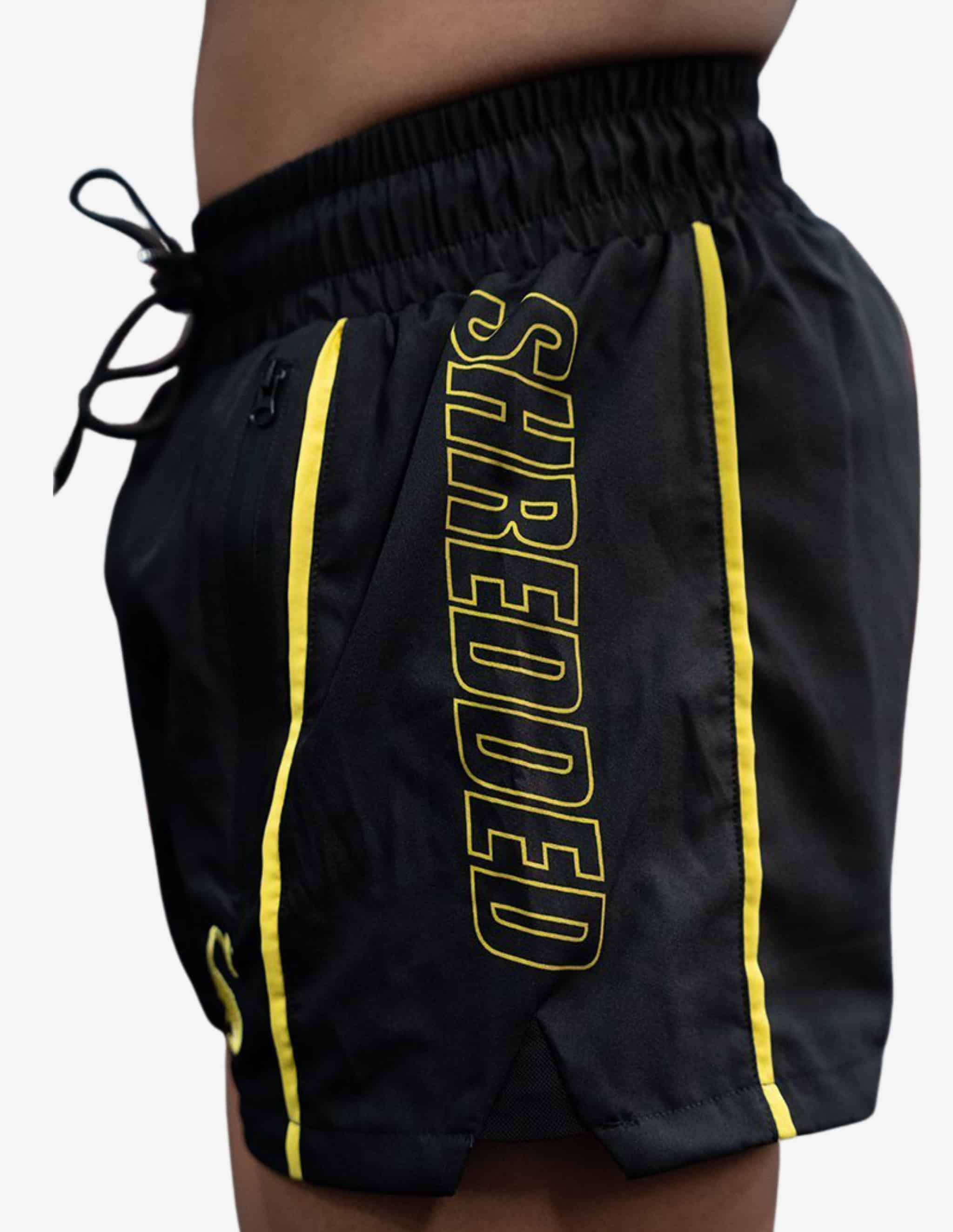 Quads Surge Lifting Shorts - Black / Yellow-Shorts Man-Stay Shredded-Guru Muscle