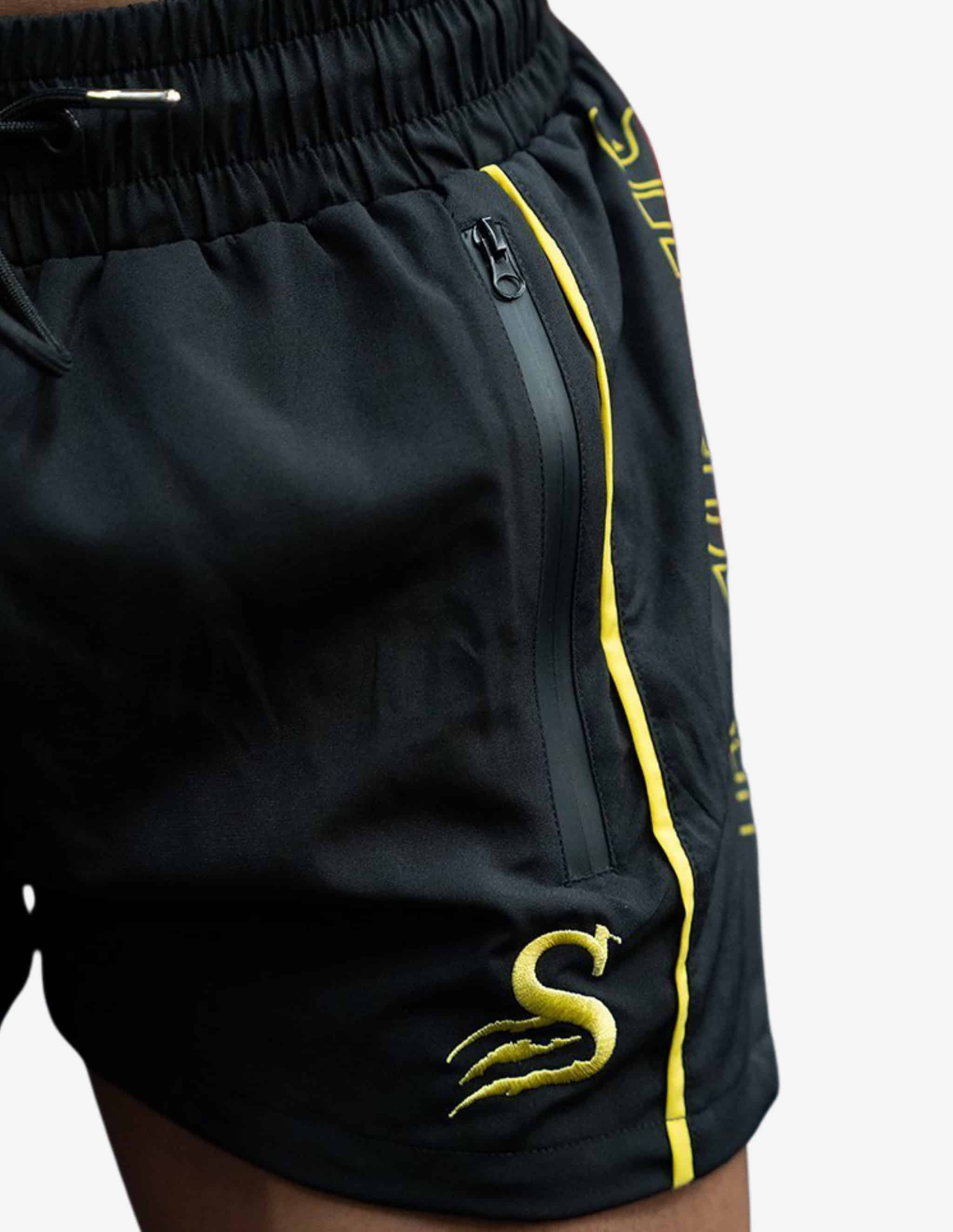 Quads Surge Lifting Shorts - Black / Yellow-Shorts Man-Stay Shredded-Guru Muscle