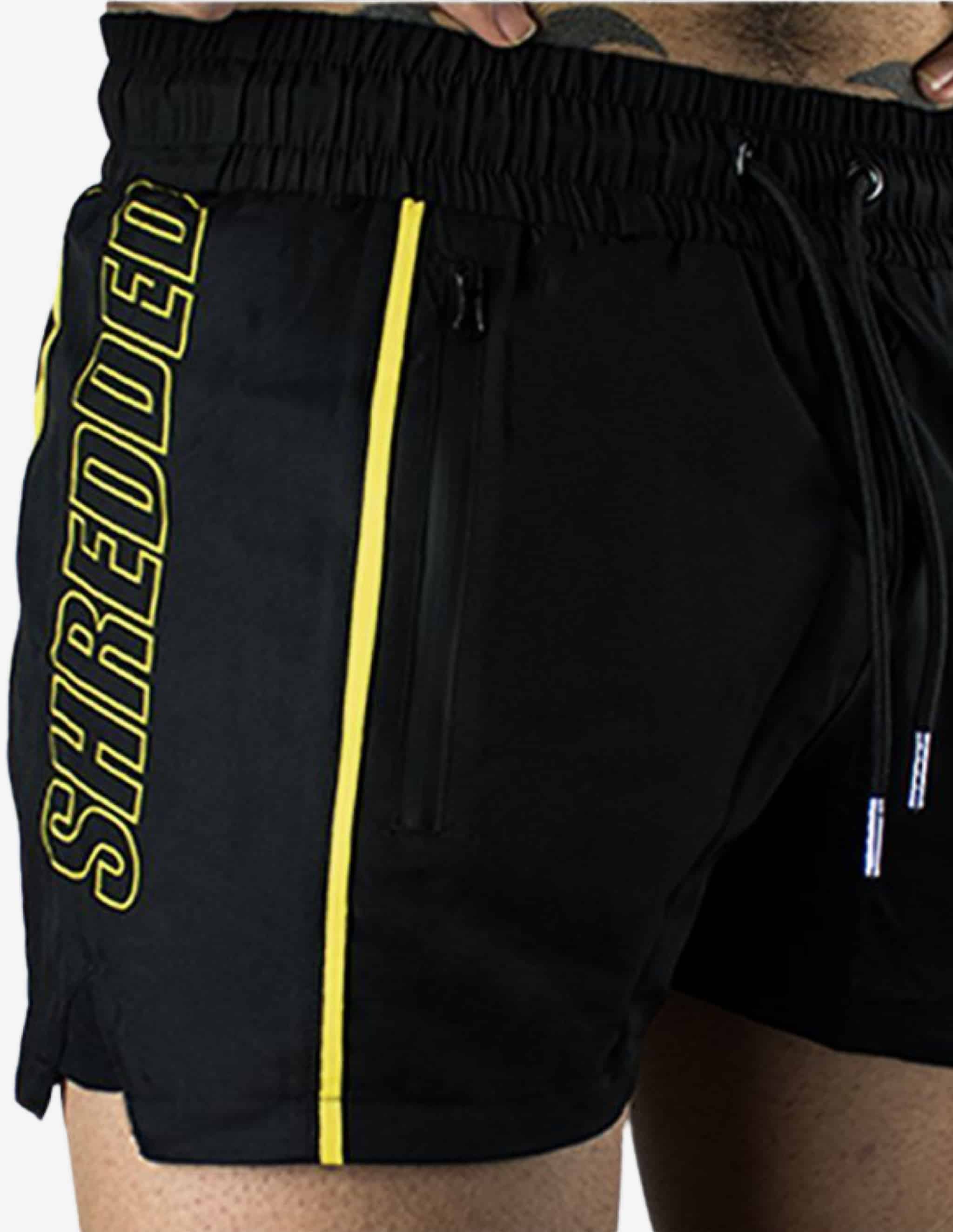 Quads Surge Lifting Shorts - Black / Yellow-Shorts Man-Stay Shredded-Guru Muscle