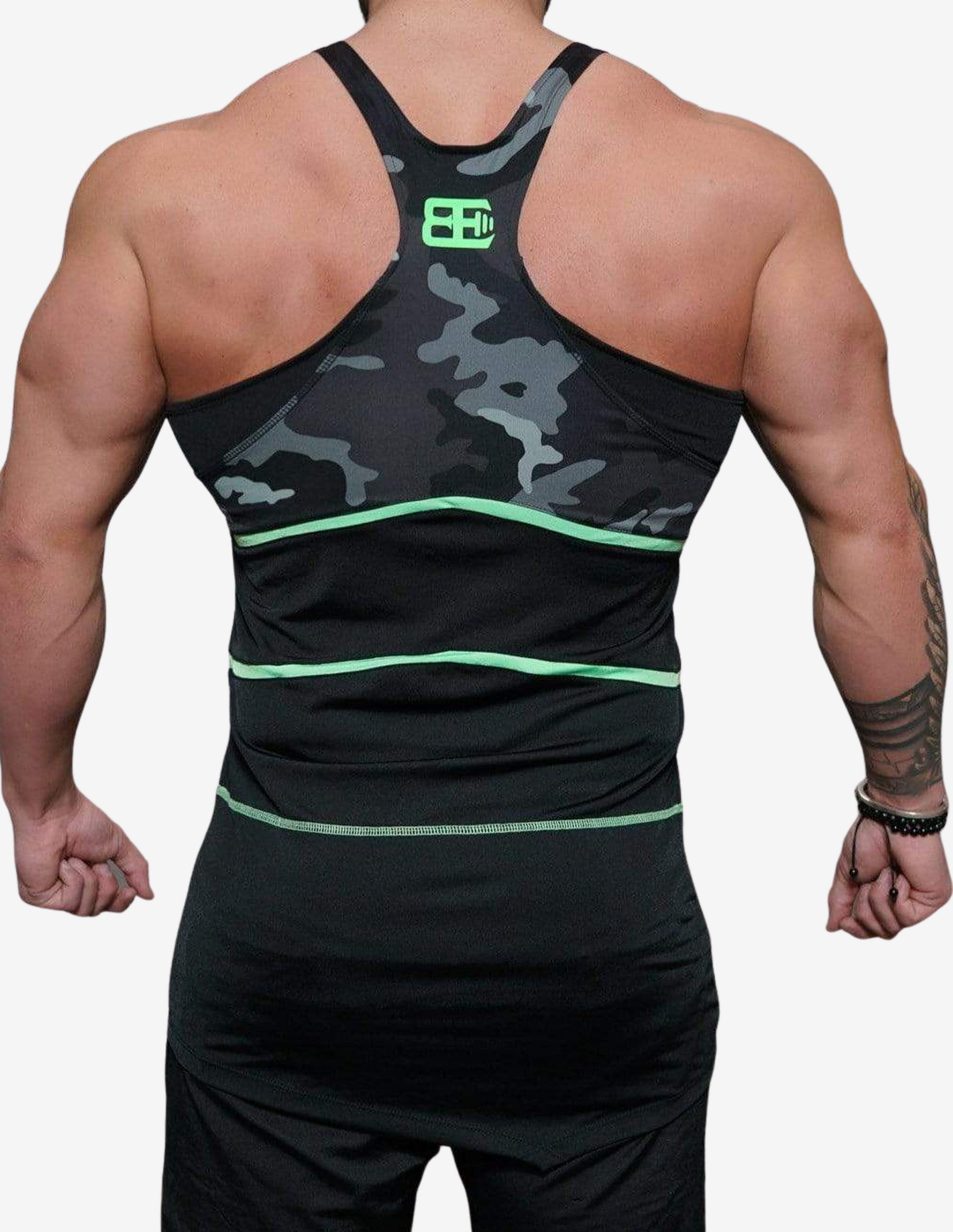 RYU Performance Stringer – Black & ACID GREEN-Tank Man-Body Engineers-Guru Muscle