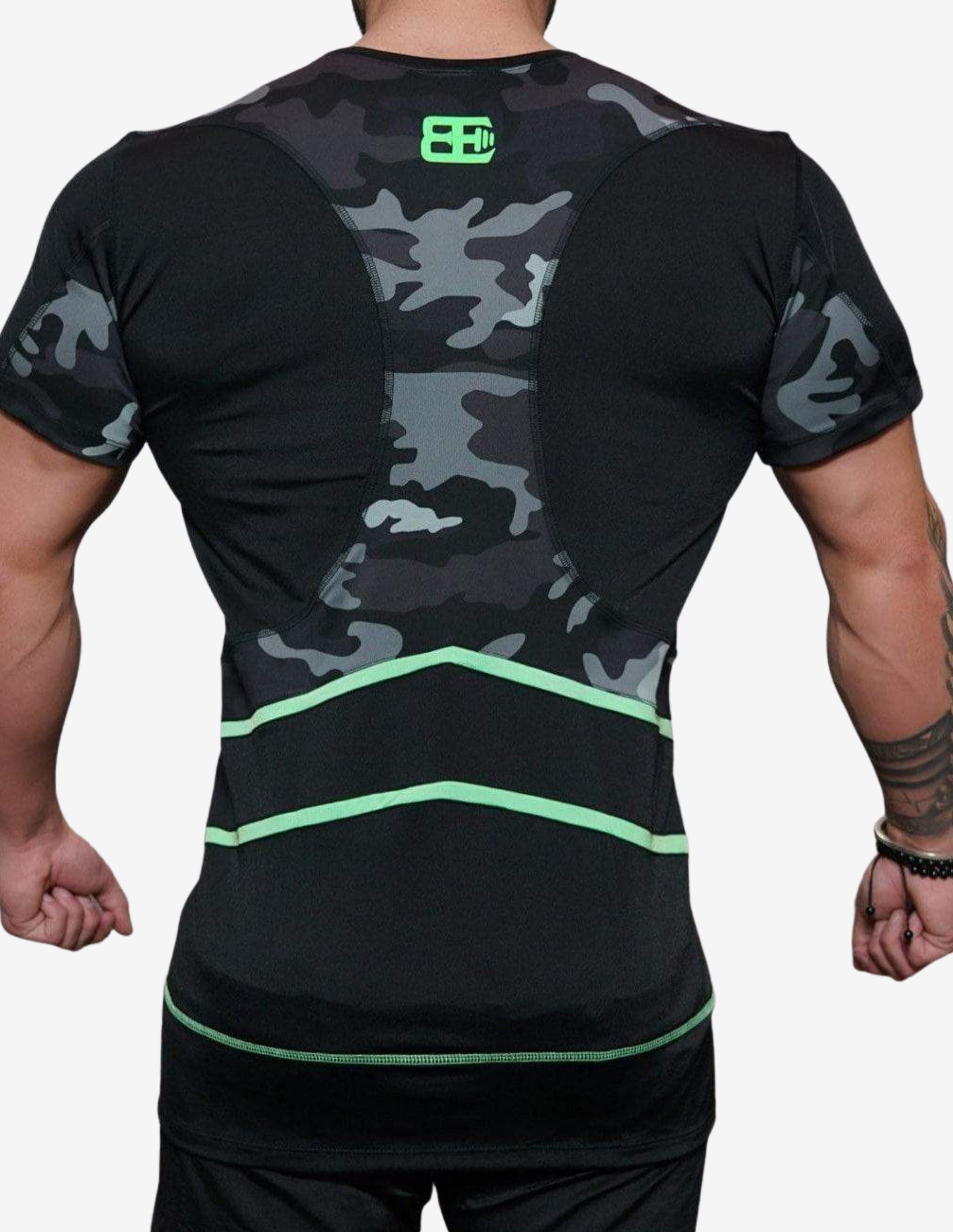 Renzo Performance Shirt – Black & ACID GREEN-T-shirt Man-Body Engineers-Guru Muscle