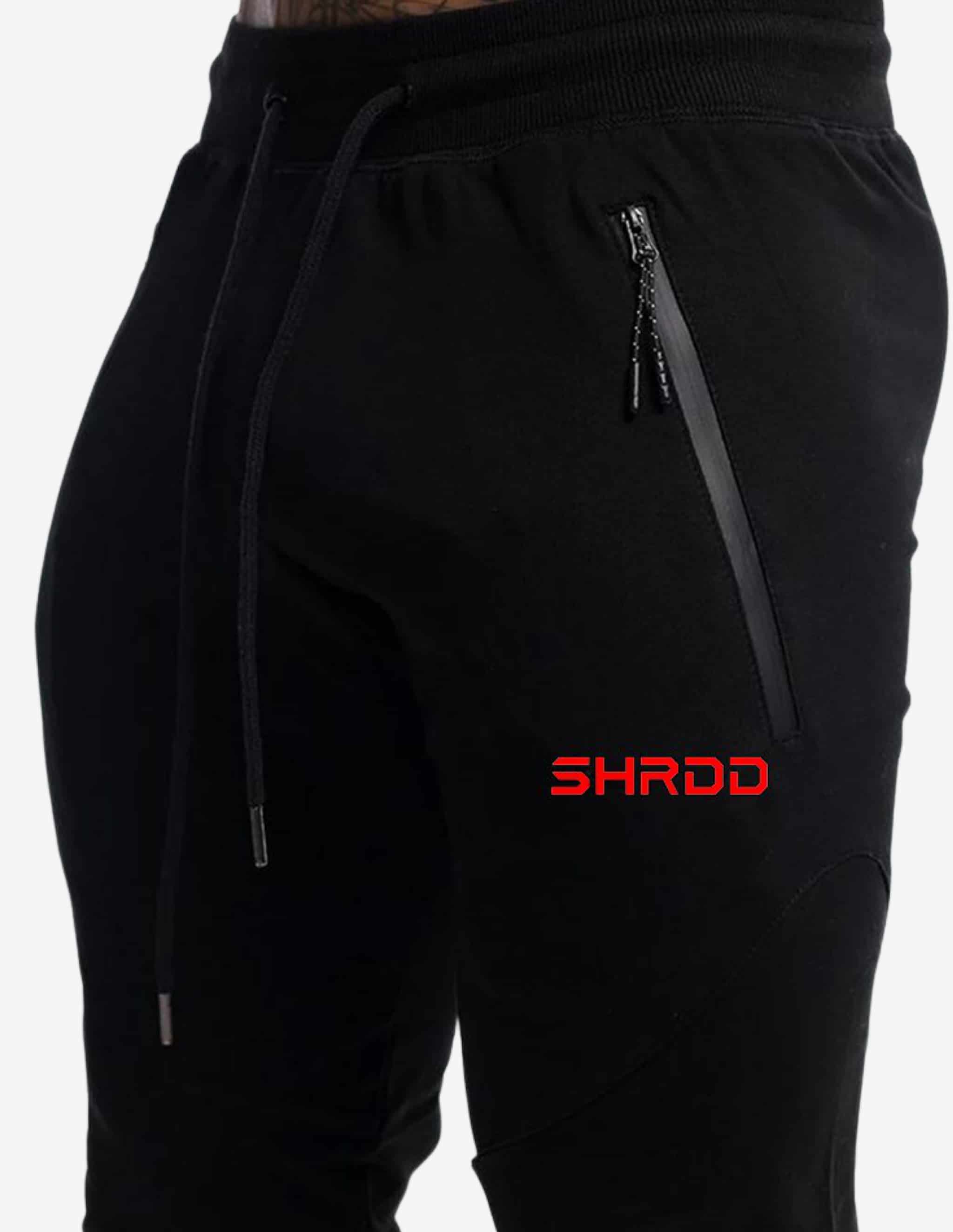 SHRDD Tapered joggers -Black/Red-Bottom Man-Stay Shredded-Guru Muscle